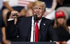 President Donald Trump speaks during a rally, Wednesday, June 21, 2017, in Cedar Rapids, Iowa. (AP Photo/Charlie Neibergall)
