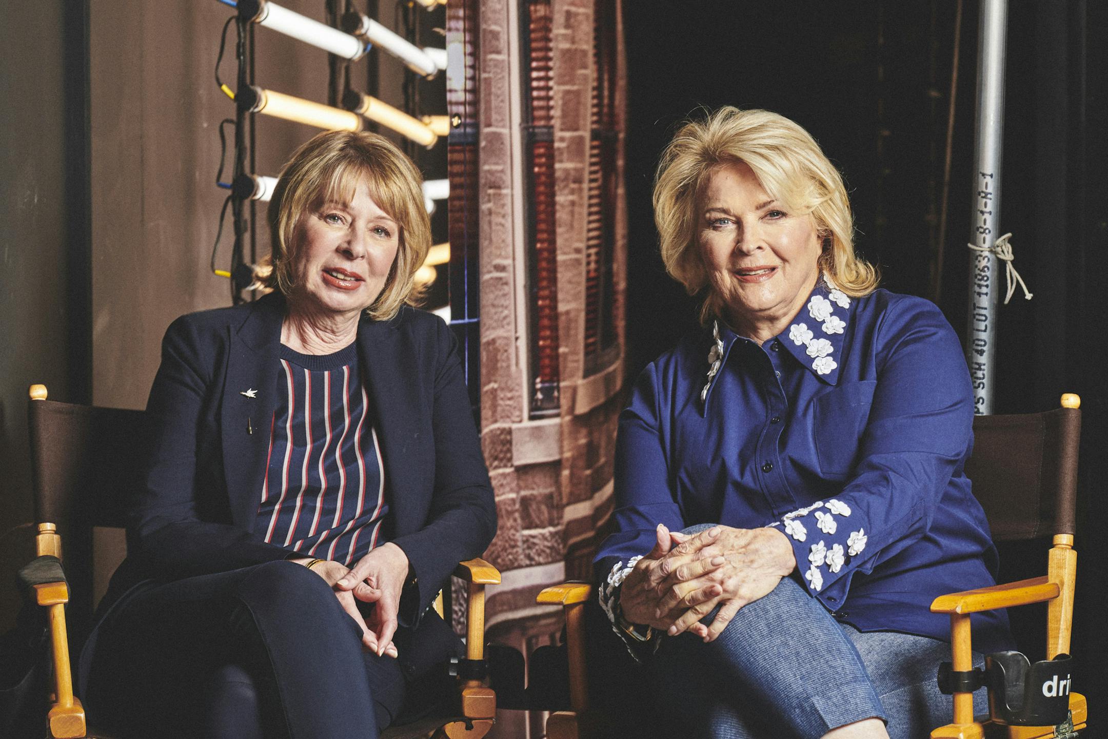 The ìMurphy Brownî star Candice Bergen, right, with series creator Diane English, who are bringing the sitcom back 20 years later, in New York, Aug. 23, 2018. The revived ìMurphy Brownî will have a definite point of view: anti-Trump and decidedly pro-press. ìThe only thing I can thank him for,î Bergen said of the president, ìis to have given us unplowed fields of material.î (Bryan Derballa/The New York Times)