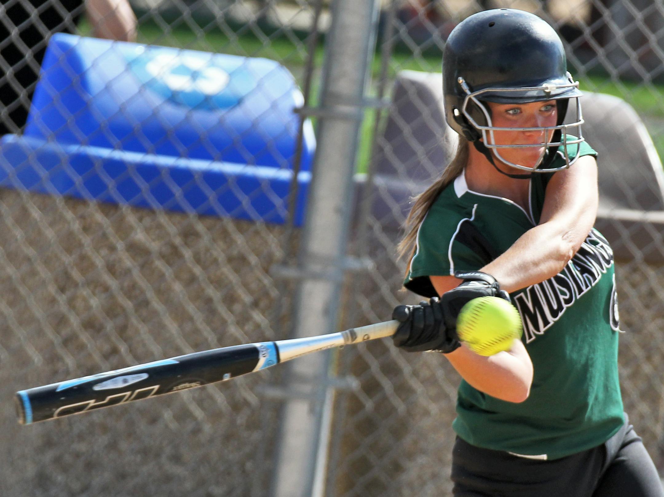 Mounds View softball player Maddie Gorman leads the metro in RBI's and is captain of the MV softball team. Photos from game with Stillwater. (MARLIN LEVISON/STARTRIBUNE(mlevison@startribune.com (cq )NOTE: Gorman struck out all three at-bats.