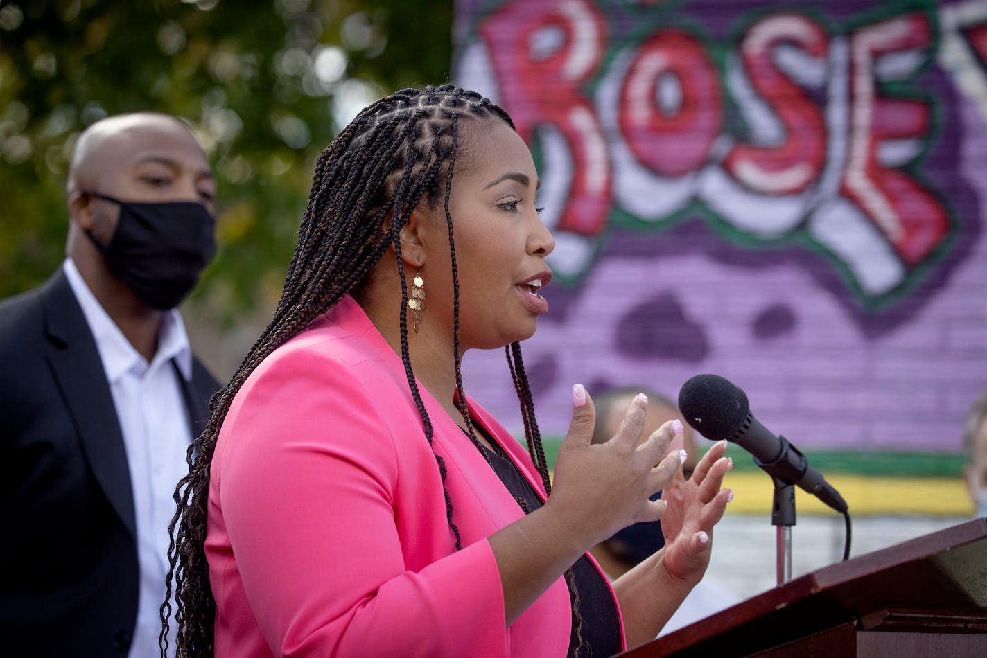 Office of Violence Prevention Director Sasha Cotton introduced the new MinneapolUS Strategic Outreach Initiative during a press conference at the Pillsbury United Communities Center, Tuesday, October 13, 2020 in Minneapolis, MN. ] ELIZABETH FLORES • liz.flores@startribune.com