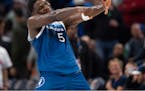 Minnesota Timberwolves guard Anthony Edwards reacts on his way to the bench before the final timeout in the fourth quarter. He finished with a career 
