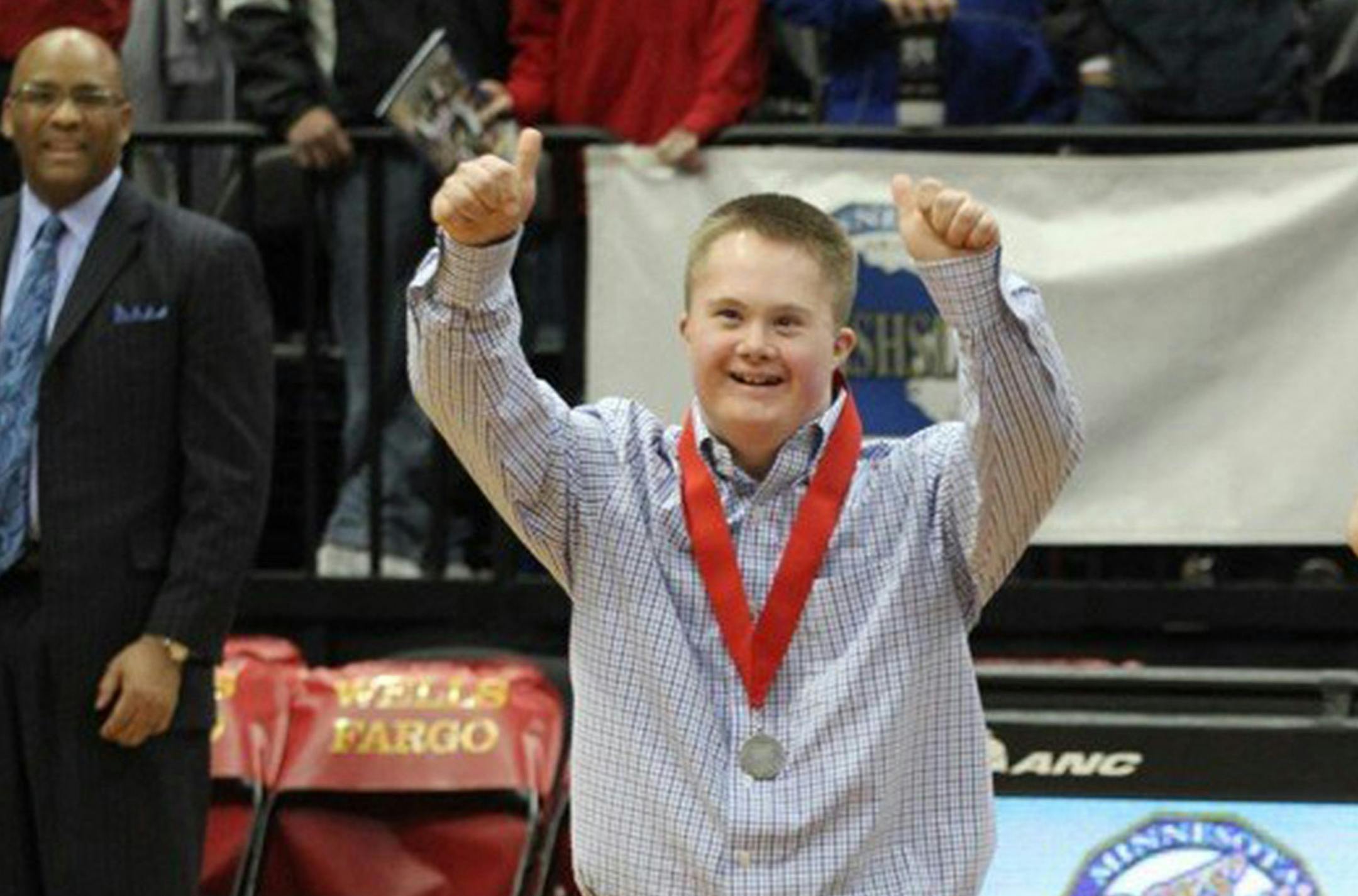 This is Grant Petersen, Hopkins school student manager. Subject of Chip's column for 3/18/14. Jarrin Williams > Special to the Star Tribune ORG XMIT: MIN1403171845360915