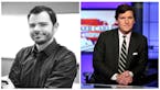 Prof. Eric Sprankle and Fox News Channel host Tucker Carlson.