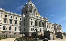 The sun shines on the Minnesota State Capitol in St. Paul, Wednesday, May 15, 2019, as Gov. Tim Walz and top legislative leaders continued their budge