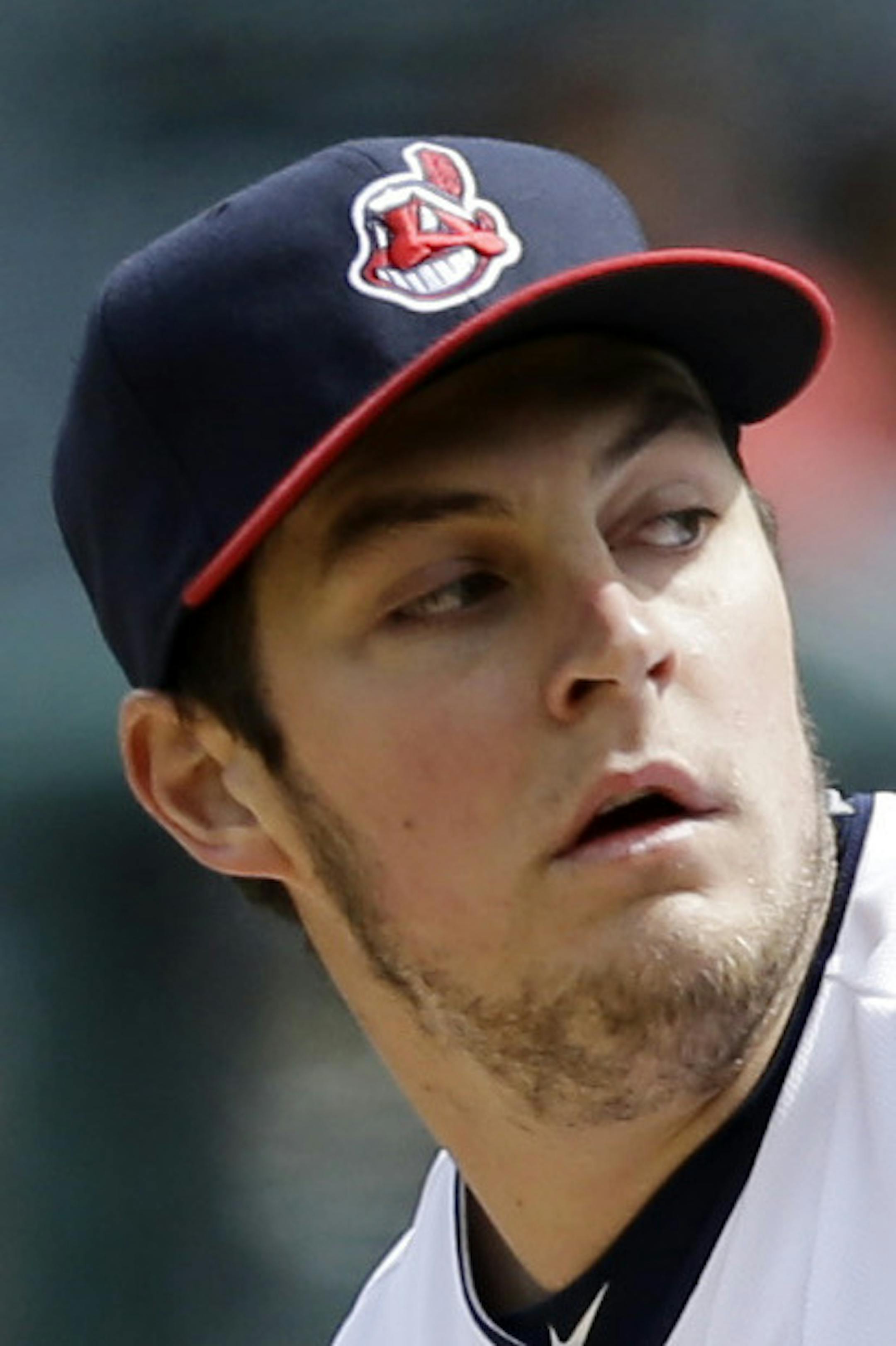 Cleveland Indians starting pitcher Trevor Bauer delivers in the first inning of a baseball game against the Chicago White Sox, Wednesday, April 15, 2015, in Cleveland. (AP Photo/Tony Dejak)