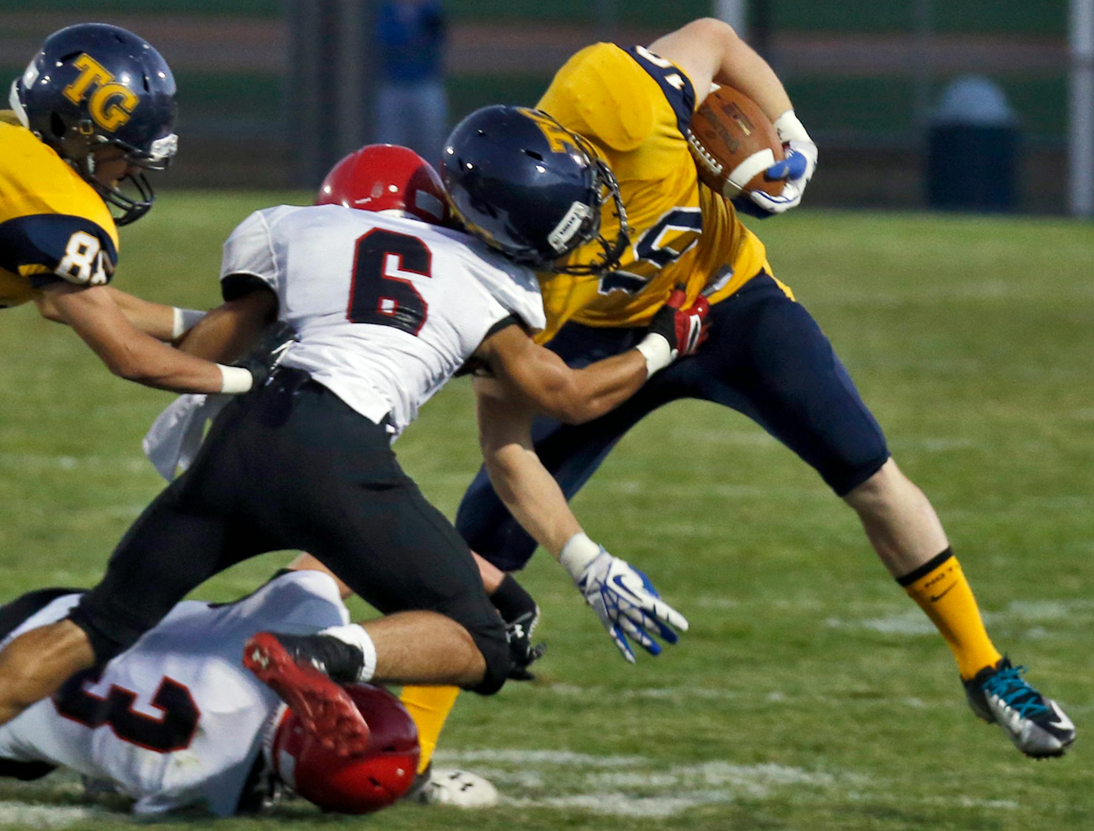 Totino-Grace and running back Lance Benick (10) will face Osseo on Wednesday with the Northwest Suburban Conference football title on the line.
