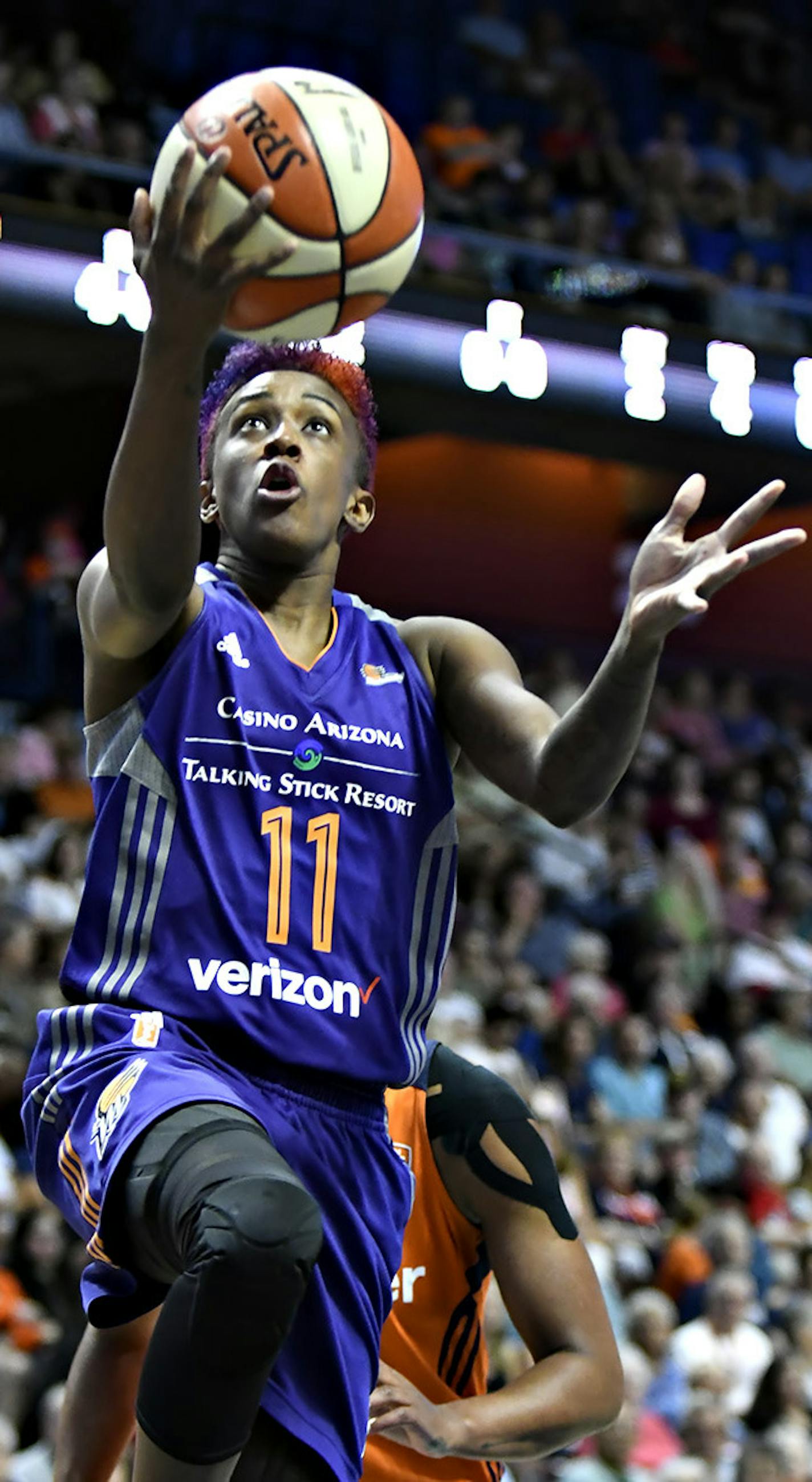 Aug.4, 2017: Phoenix Mercury guard, Danielle Robinson, rises to make a lay up during the WNBA game held at Mohegan Sun Arena in Connecticut. The Sun won 93-92. Ron Waite/CSM (Cal Sport Media via AP Images) ORG XMIT: CSMAP