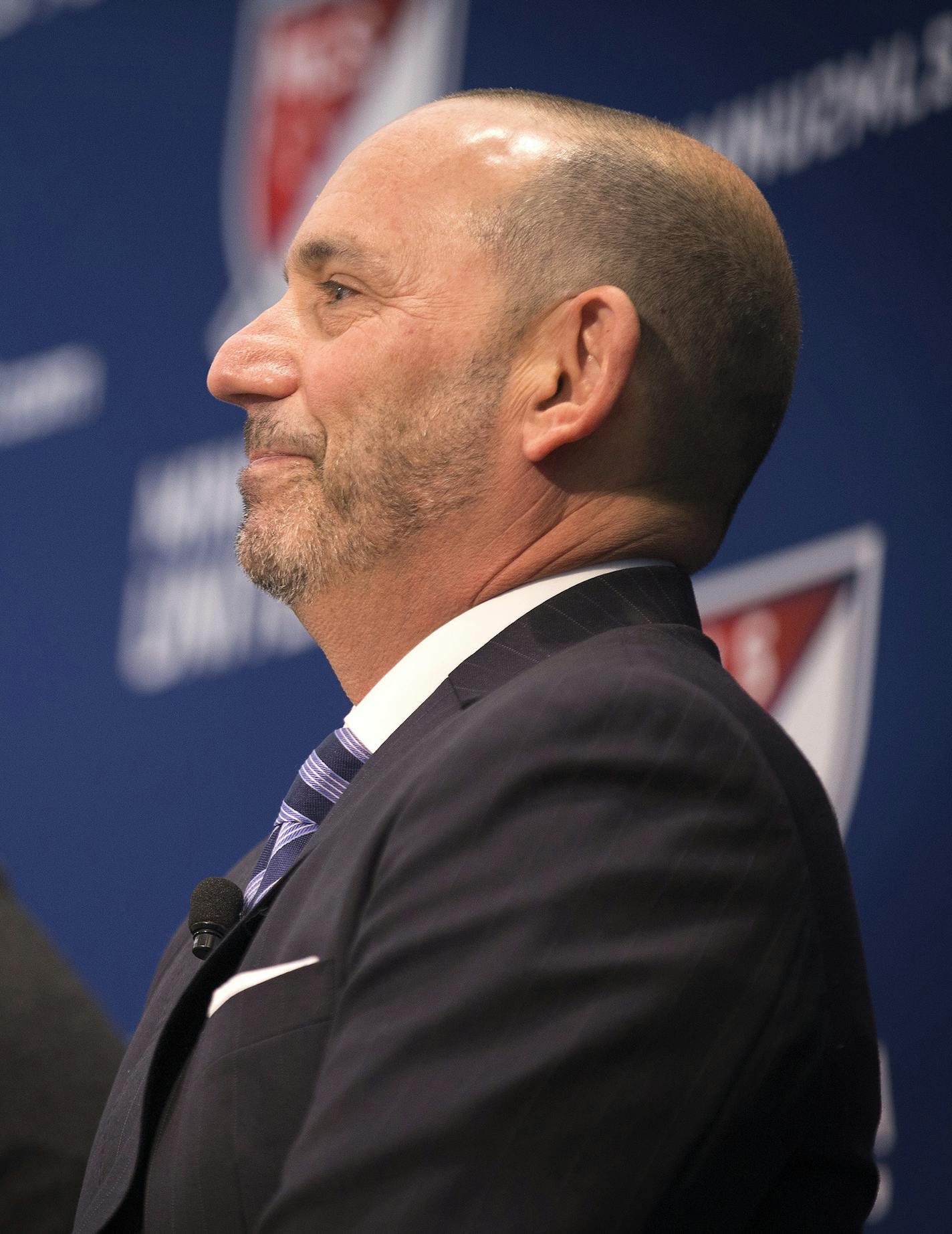 Major League Soccer Commissioner Don Garber, right, and Dr. Bill McGuire announce that Minnesota United FC will move up to Major League Soccer at Target Field in Minneapolis on Wednesday, March 25, 2015. ] LEILA NAVIDI leila.navidi@startribune.com /