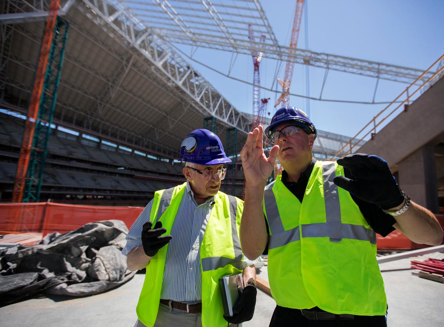 Sid Hartman got a tour of the new Vikings stadium on July 30 along with Vikings stadium VP Lester Bagley.