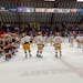 The Gophers gave a stick salute to fans at Austin’s Riverside Arena after Saturday’s intrasquad scrimmage.