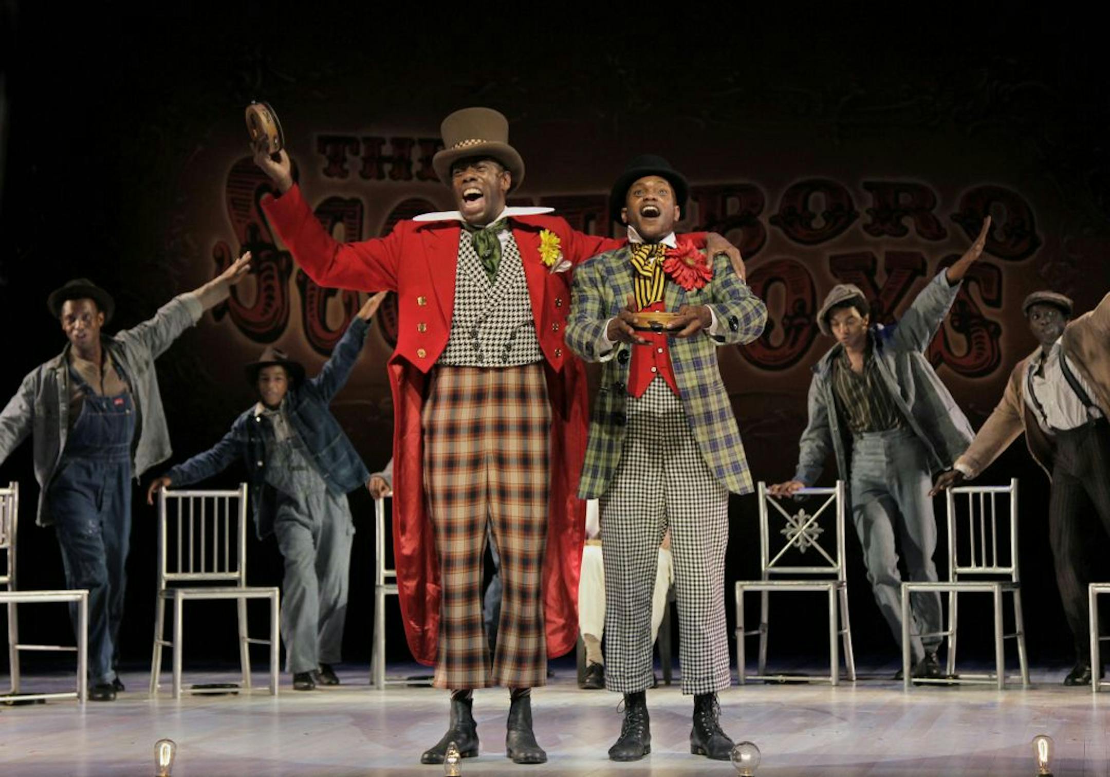 Colman Domingo (Mr. Bones) and Forrest McClendon (Mr. Tambo) in "The Scottsboro Boys"