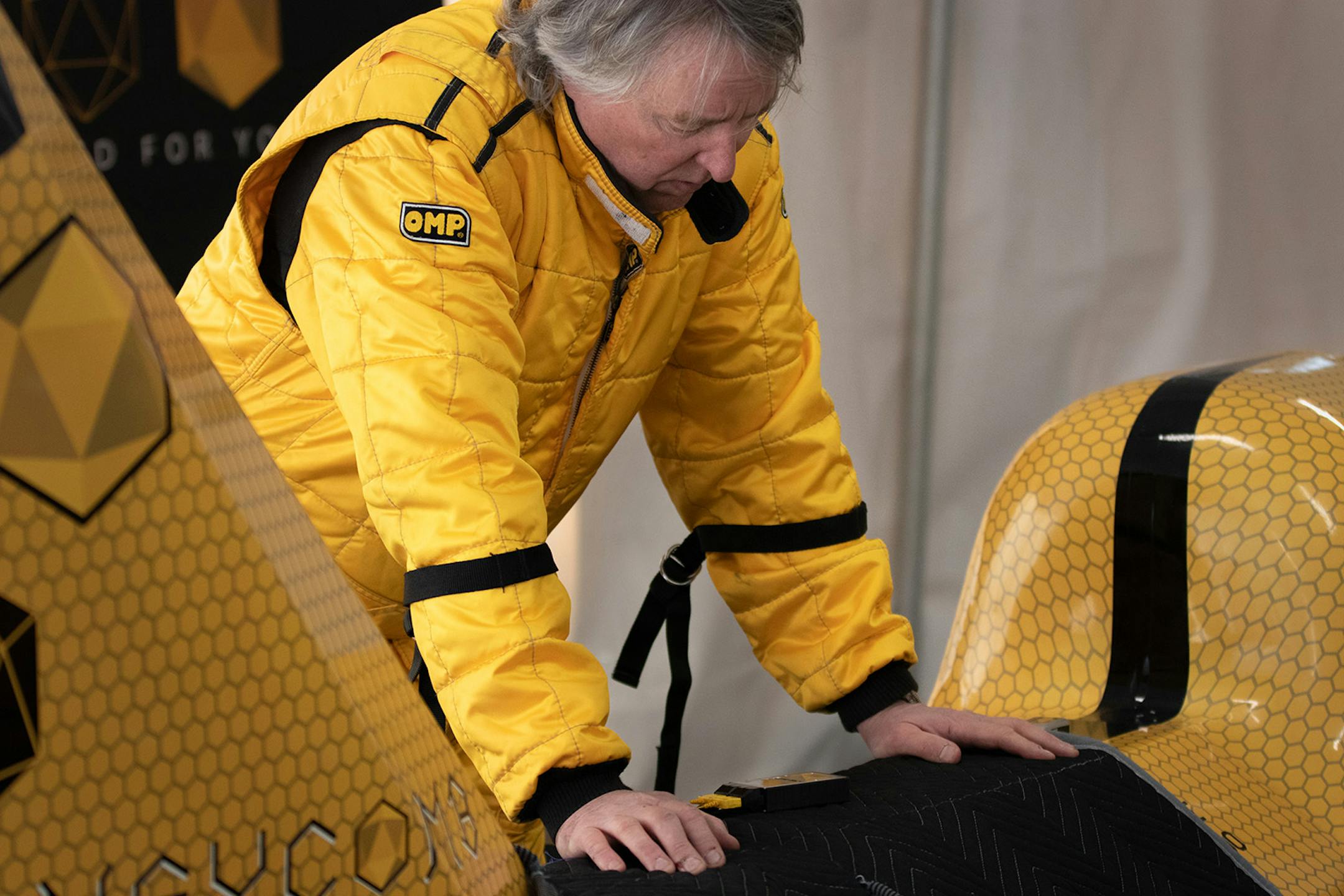 Kurt Anderson checks the temperature of the Arctic Arrow�s rocket fuel to determine how soon the vehicle will be ready to make its second run on Sunday, Feb. 16, 2020 on Bear Lake in Manawa, WI. Once the ice dragster is fueled, the fuel must be heated before the chemical reaction that powers the rocket can take place.
