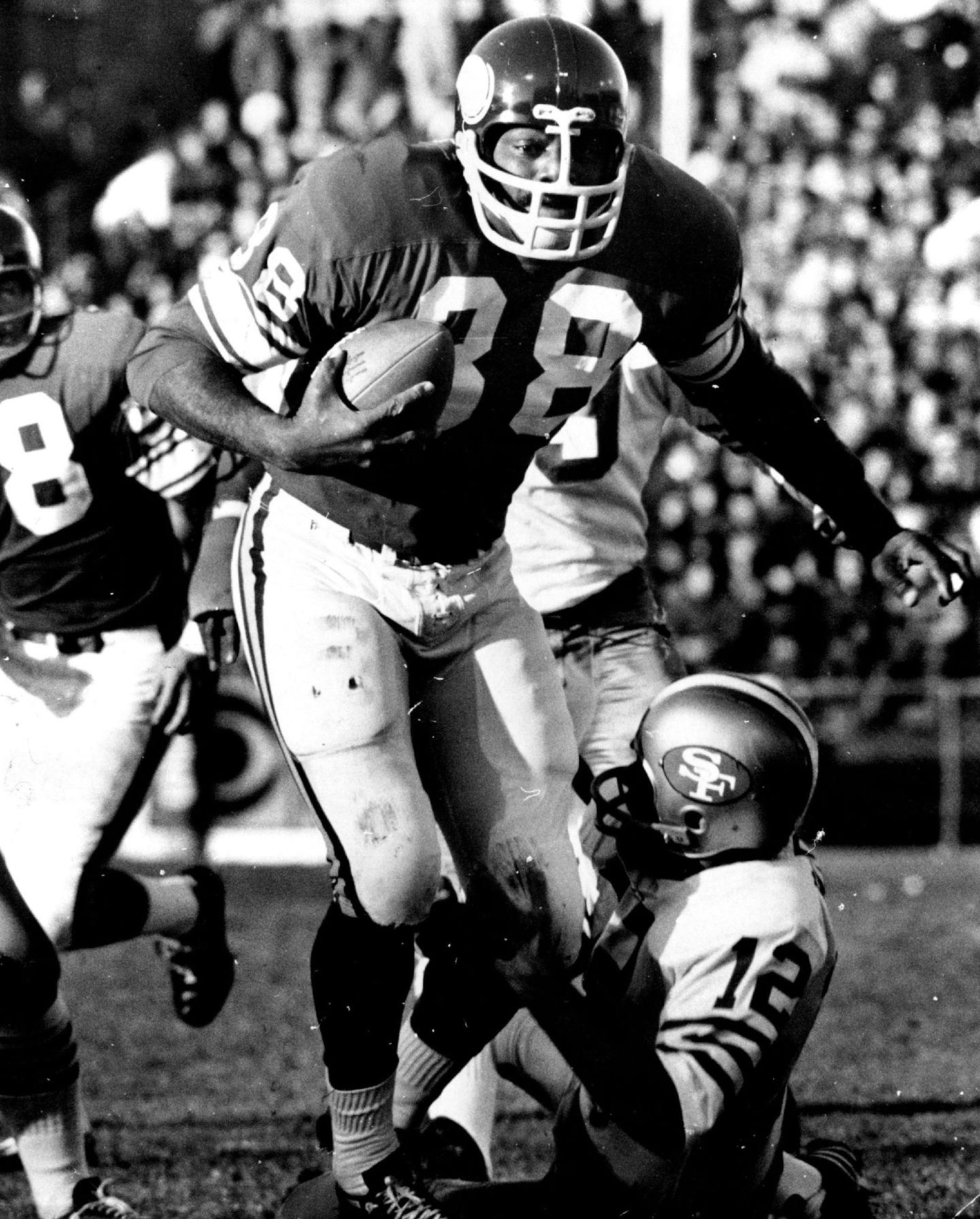 November 8, 1971 After grabbing fumble, Viking Alan Page was stopped short of the goal line by 49ers quarterback John Brodie November 7, 1971 Kent Kobersteen, Minneapolis Star Tribune