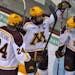 The Gophers celebrated Kyle Rau's goal in first period action against Penn State.