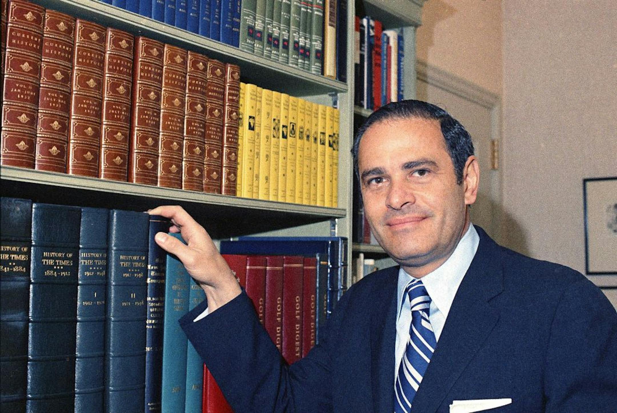 This 1973 file photo shows New York Times publisher Arthur Ochs Sulzberger in his office in New York. Sulzberger has died at age 86.