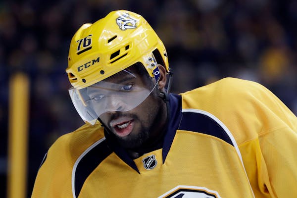 Former Montreal Canadien P.K. Subban, now with Nashville, has 11 points in seven career meetings against the Wild, including a hat trick.