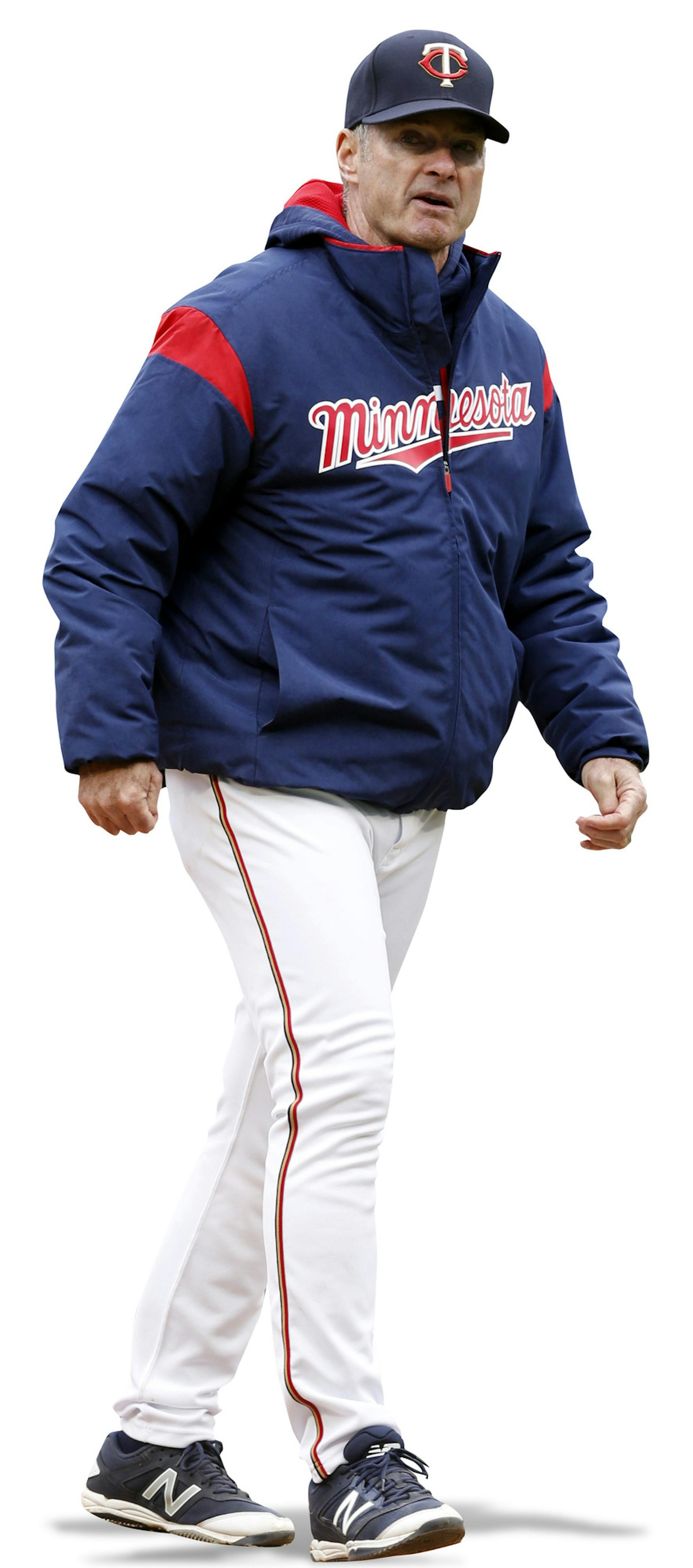 Minnesota Twins manager Paul Molitor returns to the dugout after a pitching change in a baseball game against the Cleveland Indians Thursday, April 20, 2017, in Minneapolis. (AP Photo/Jim Mone) ORG XMIT: MNJM10