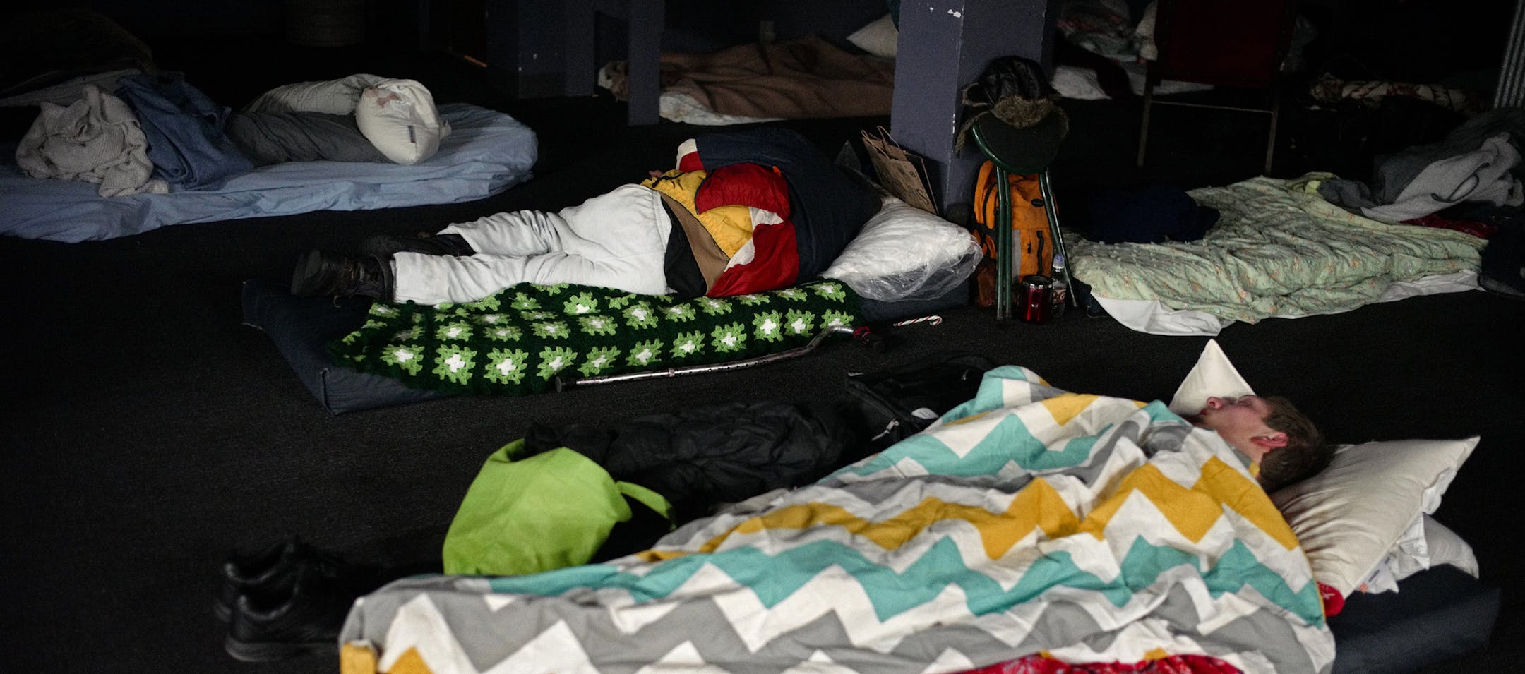 Several dozen have taken tot he church's ample space to get out of the cold.]Spurred on by frigid temperatures and dozens of needy people, several south metro churches are hosting a traveling shelter for Dakota County's homeless population. Dakota County officials sent out a call for help mid-month and Prince of Peace Lutheran is the current church to step in as a pop-up shelter.Richard Tsong-Taatarii/rtsong-taatarii@startribune.com