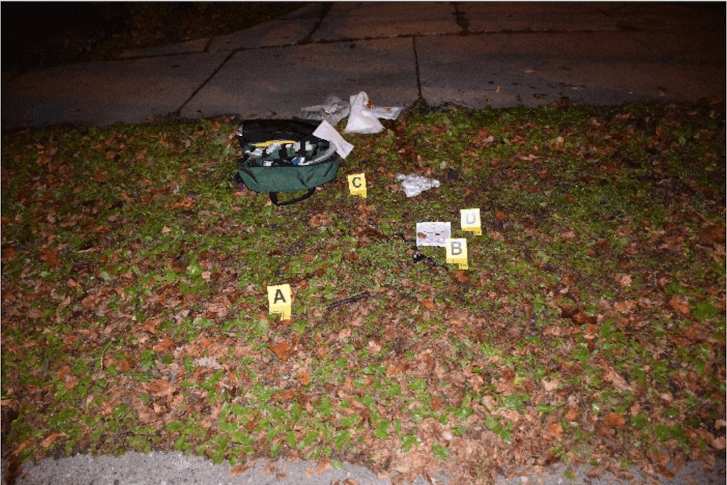 The crime scene following the shooting of Jamar Clark outside 1611 Plymouth Avenue N in Minneapolis.