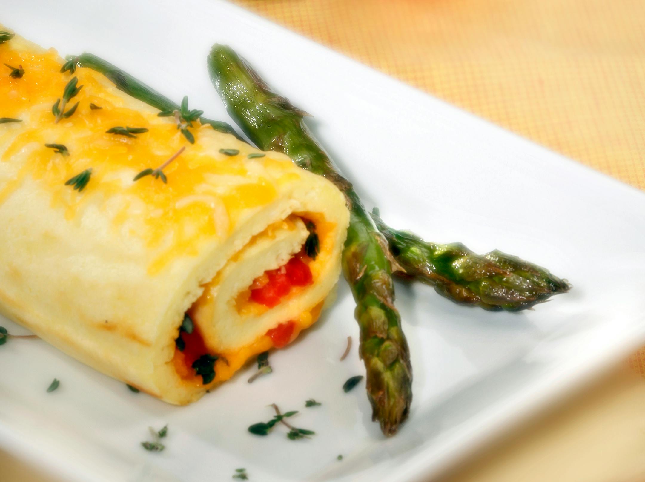 Spring brings new ingredients to the table bursting with flavor and bright colors including including a roulade that can be filled with almost anything the cook can imagine as well as fresh asparagus.