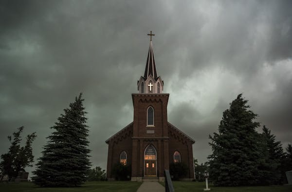 Dark storm clouds and wind came through Vasa, Minn., at Vasa Lutheran Church on Sunday, June 11, 2017.
