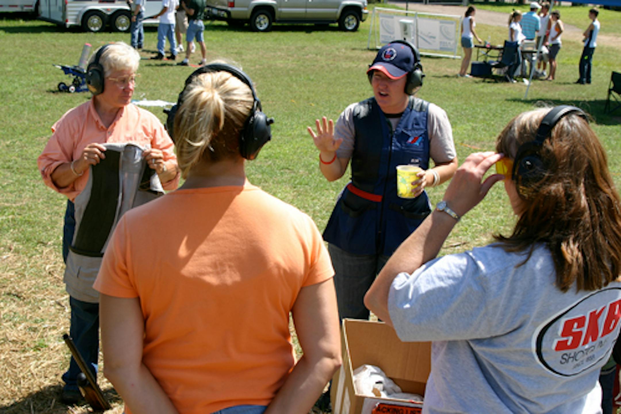 Kim Rhode and Loral I Delaney taught women shooting skills at Game Fair during her visit.