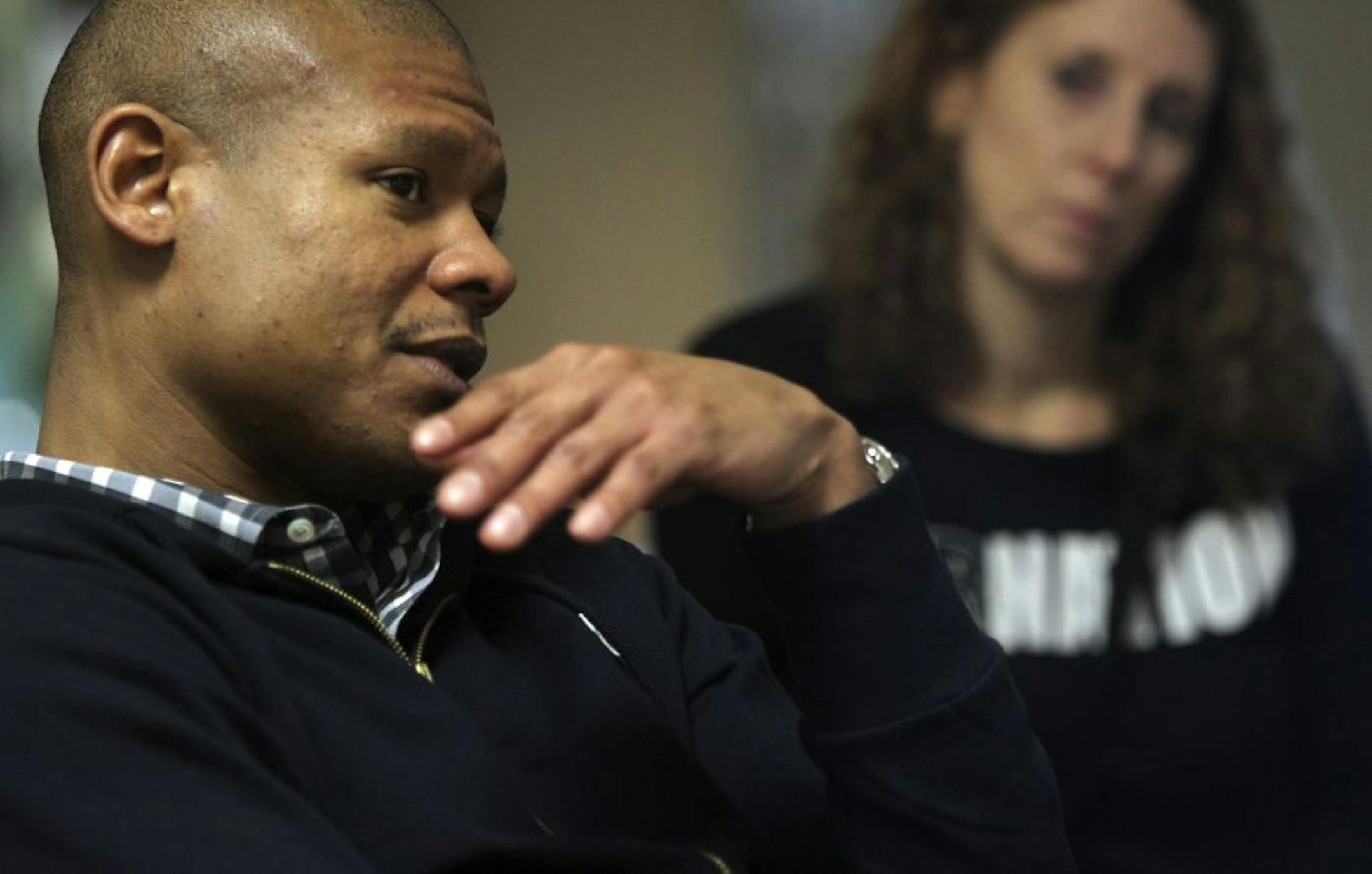 Principal Kevin Bennett talked with the eighth grade staff during their meeting about structuring ideas for next year at the FAIR school in Crystal Min.,Thursday, February 2, 2012.