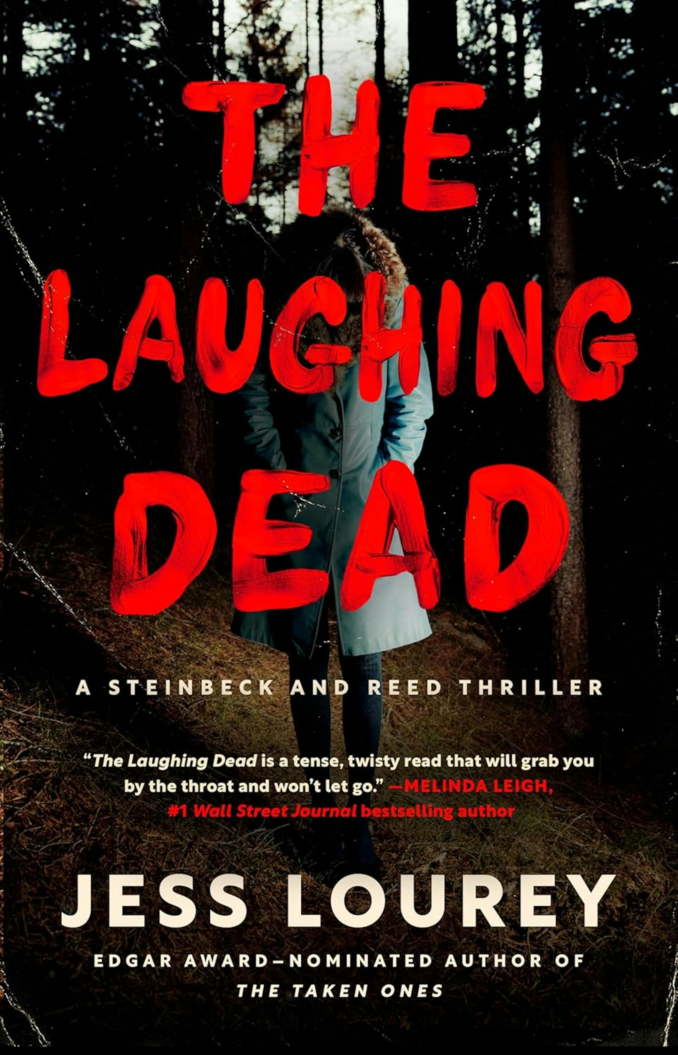 cover of The Laughing Dead features a photo of a shadowy figure, clad in a parka, in a forest