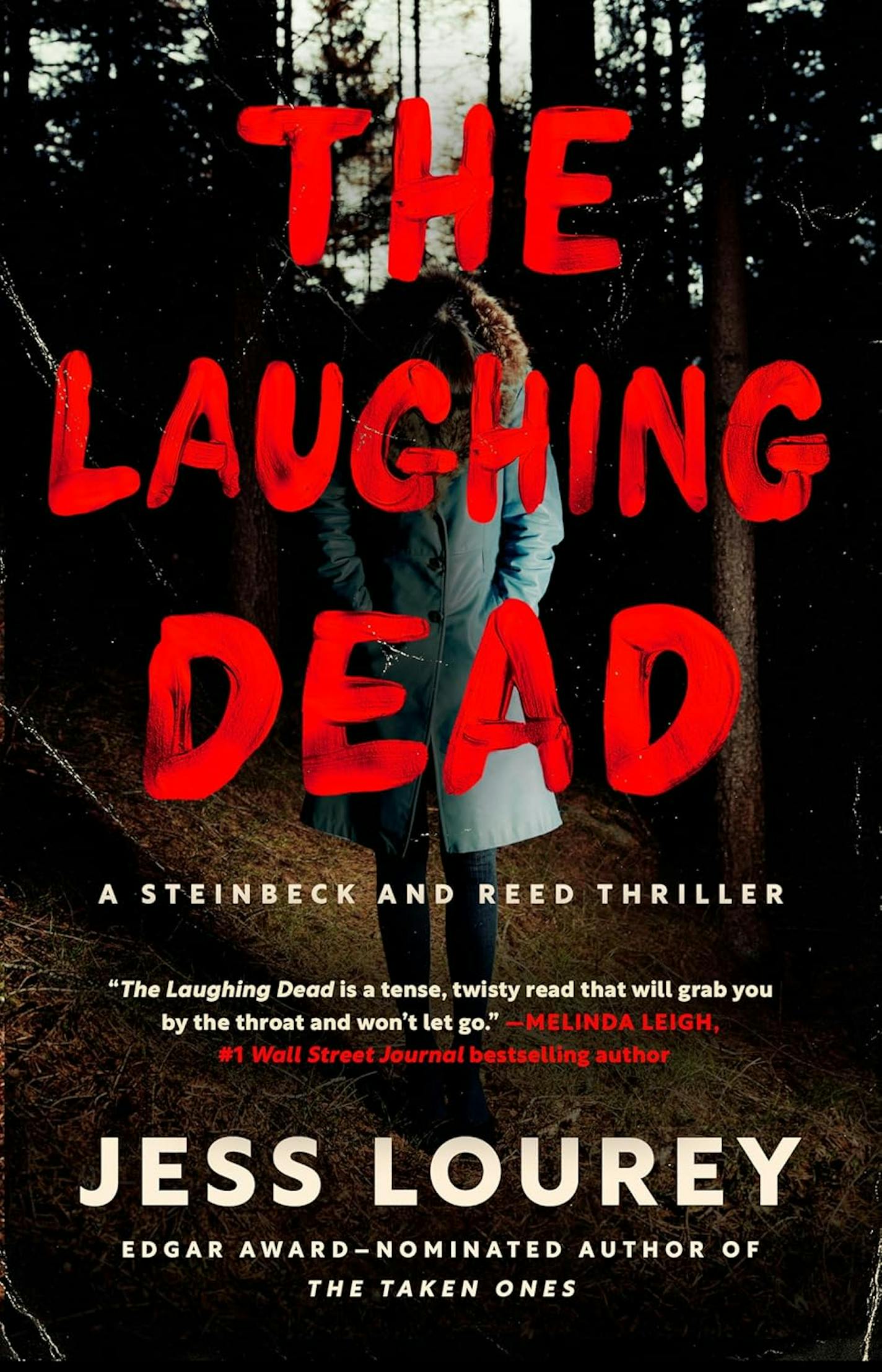 cover of The Laughing Dead features a photo of a shadowy figure, clad in a parka, in a forest