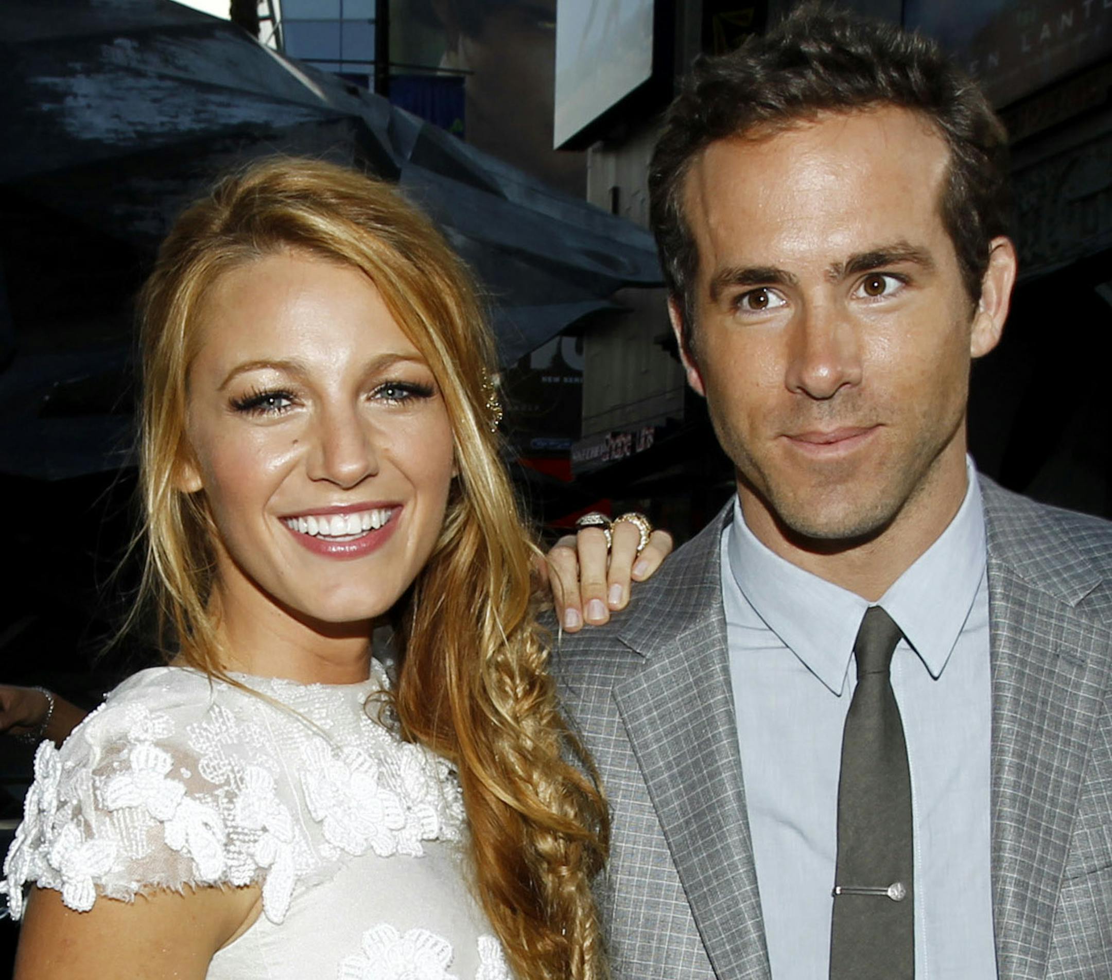 FILE - This June 15, 2011 file photo shows actors Blake Lively, left, and Ryan Reynolds at the premiere of "Green Lantern" in Los Angeles. Reynolds wed Blake Lively in Mount Pleasant, S.C., Sunday, Sept. 9, 2012, at Boone Hall Plantation, according to a person familiar with the ceremony who requested anonymity because they were not authorized to speak on the matter. While it's Lively's first marriage, Reynolds was previously married to Scarlett Johansson. Their divorce was finalized last summer