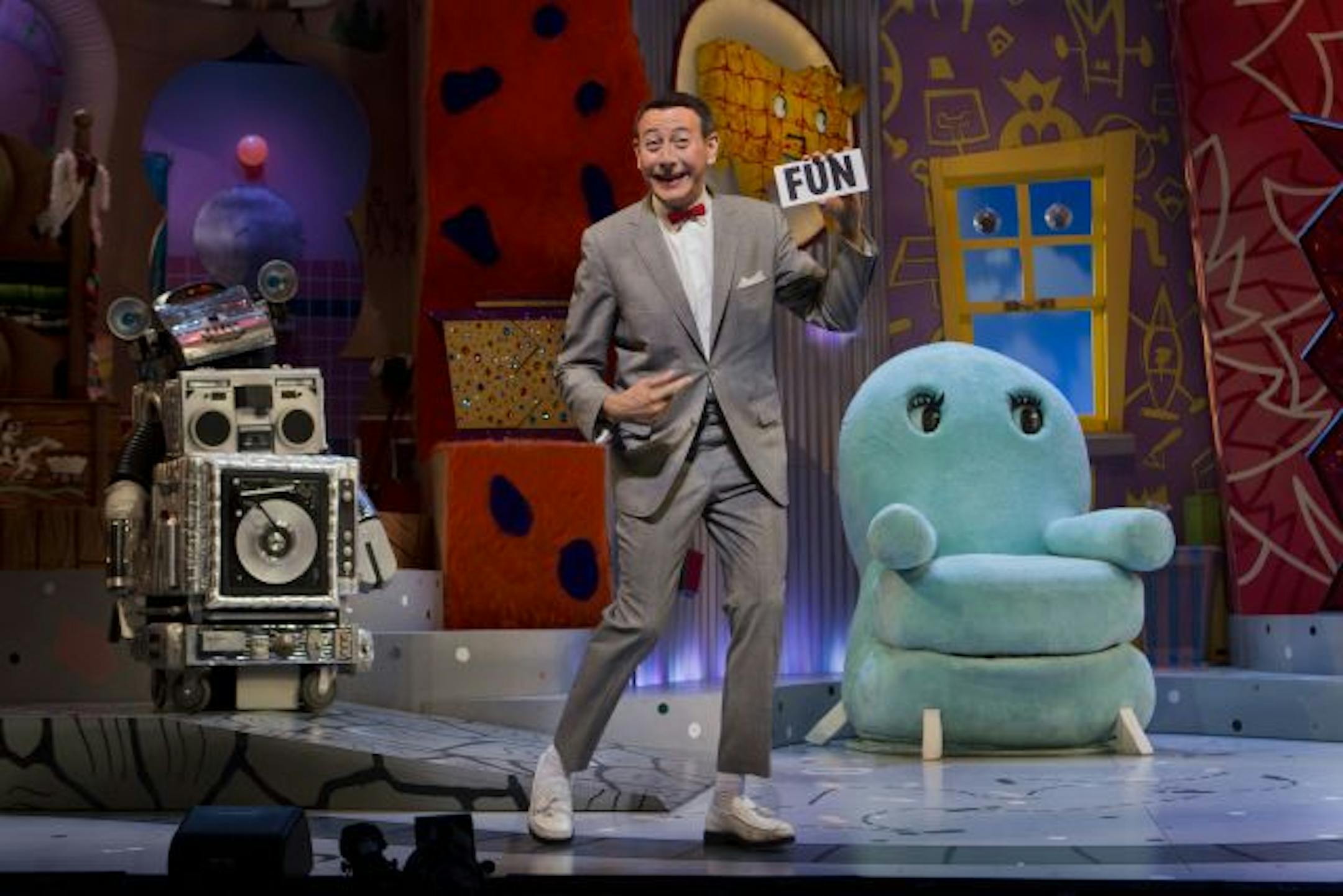 Paul Reubends as Pee-wee in the "Pee-wee Herman Show" at the Sondheim Theater in New York, Nov. 9, 2010. The show, created and conceived by Reubens, and directed by Alex Timbers, opened Thursday night for a limited run through Jan. 2.