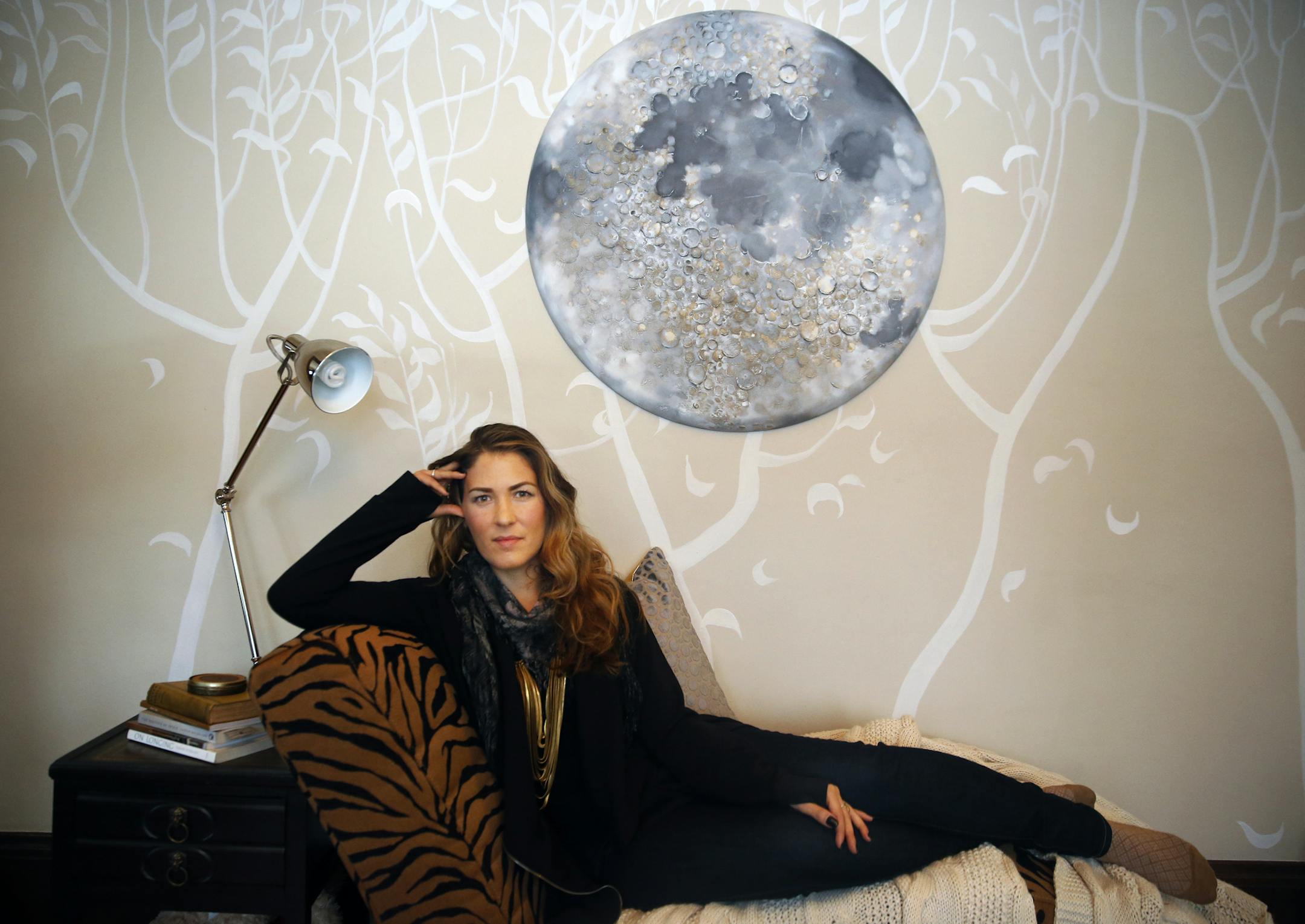 Style-savvy profile of designer Jeralyn Mohr, who recently transformed her St. Paul apartment, using an all-neutral color palette that relies on texture for visual interest. She created the moon painting as well as the wall background.] Richard Tsong-Taatarii/rtsong-taatarii@startribune.com