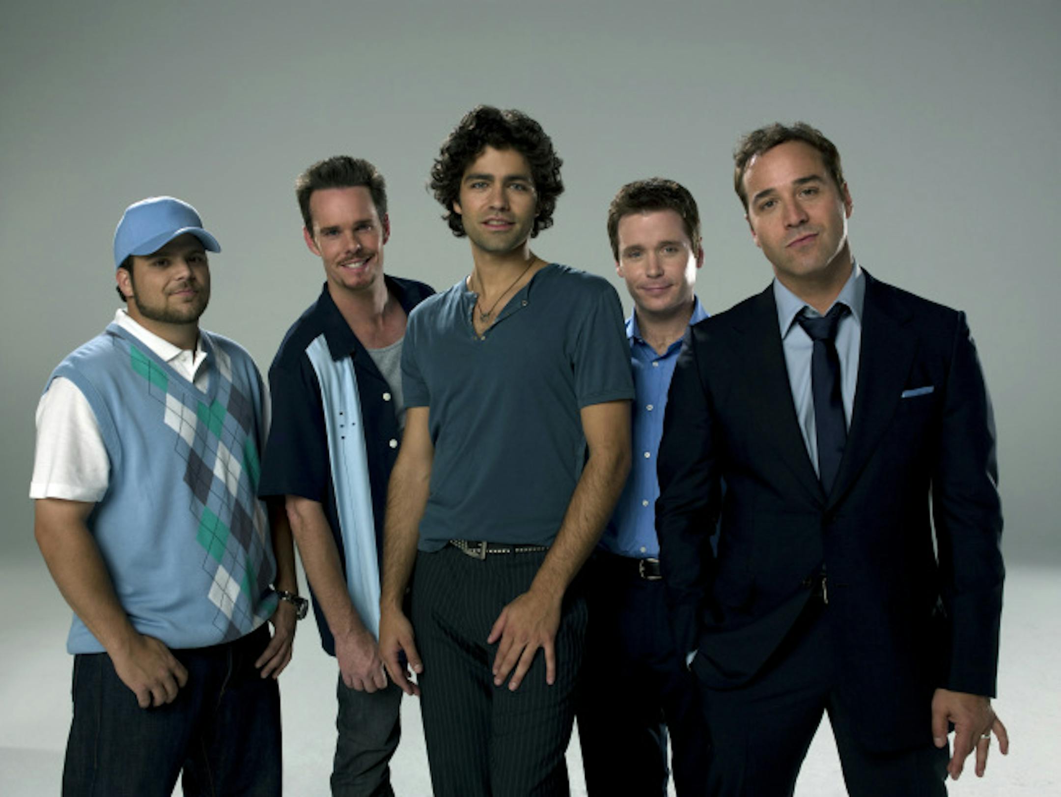 ENTOURAGE: Jerry Ferrara, Kevin Dillon, Adrian Grenier, Kevin Connolly, Jeremy Piven. photo: Michael Muller, HBO