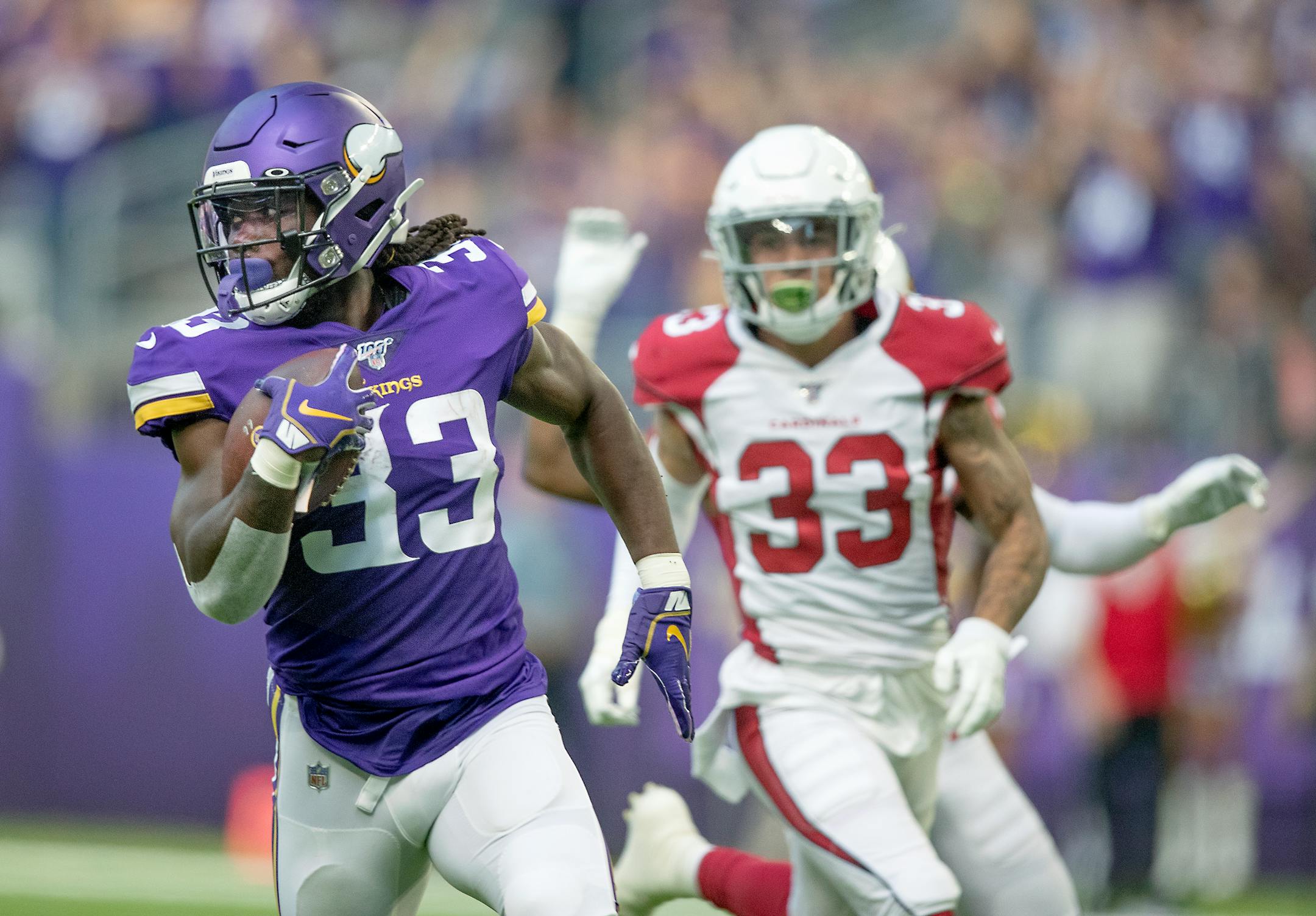 Vikings running back Dalvin Cook broke away from the defense for an 85-yard touchdown against Arizona in Week 3 of the preseason.