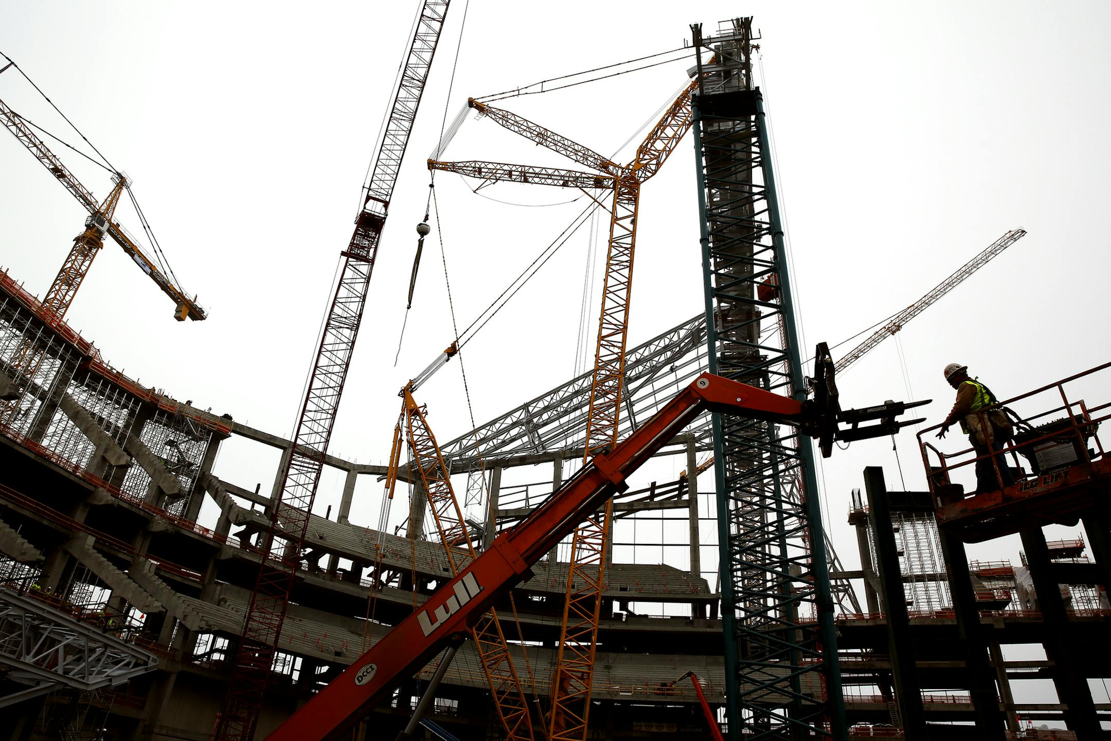 Construction continues at the new Vikings stadium.