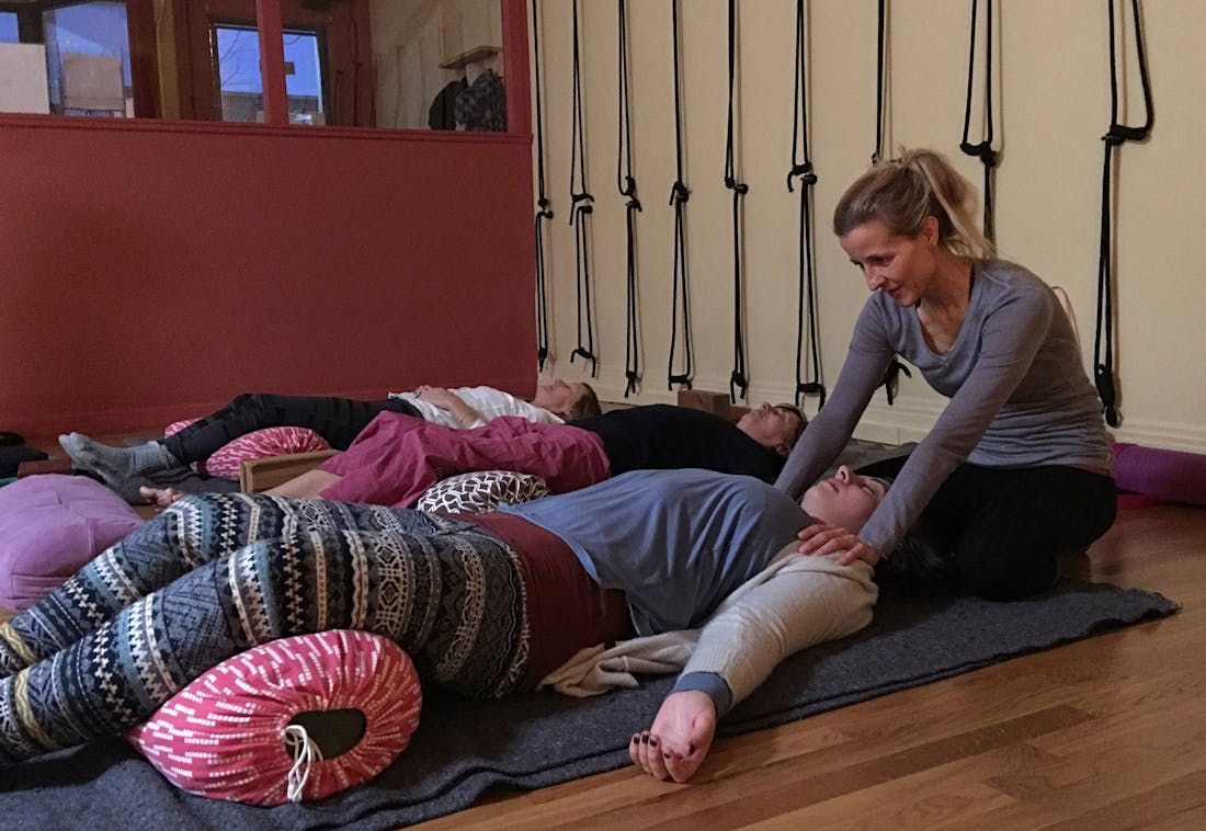 Restorative yoga class in St. Paul puts the 'ah' in asana