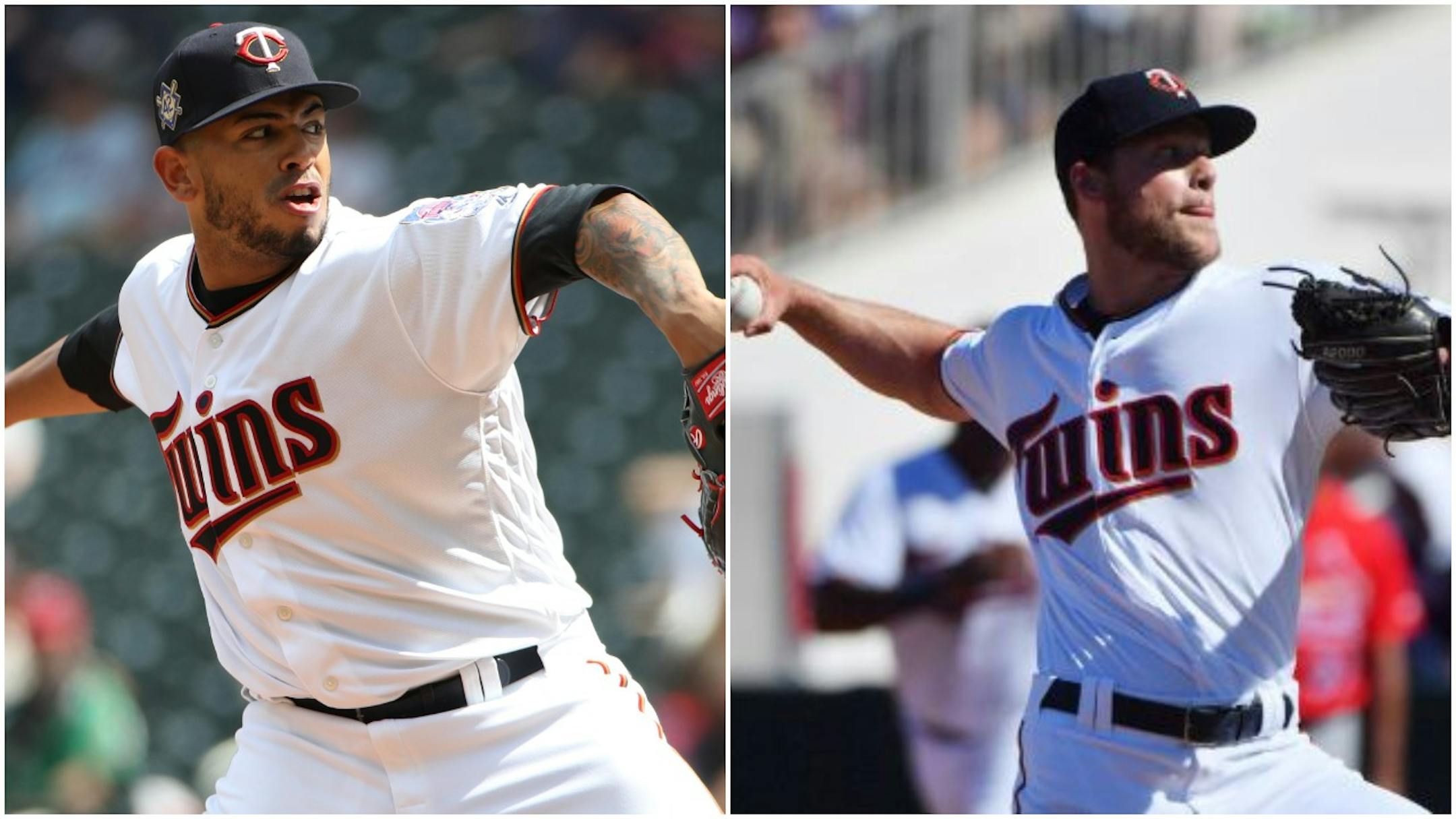 Twins pitchers Fernando Romero (left) and Alan Busenitz