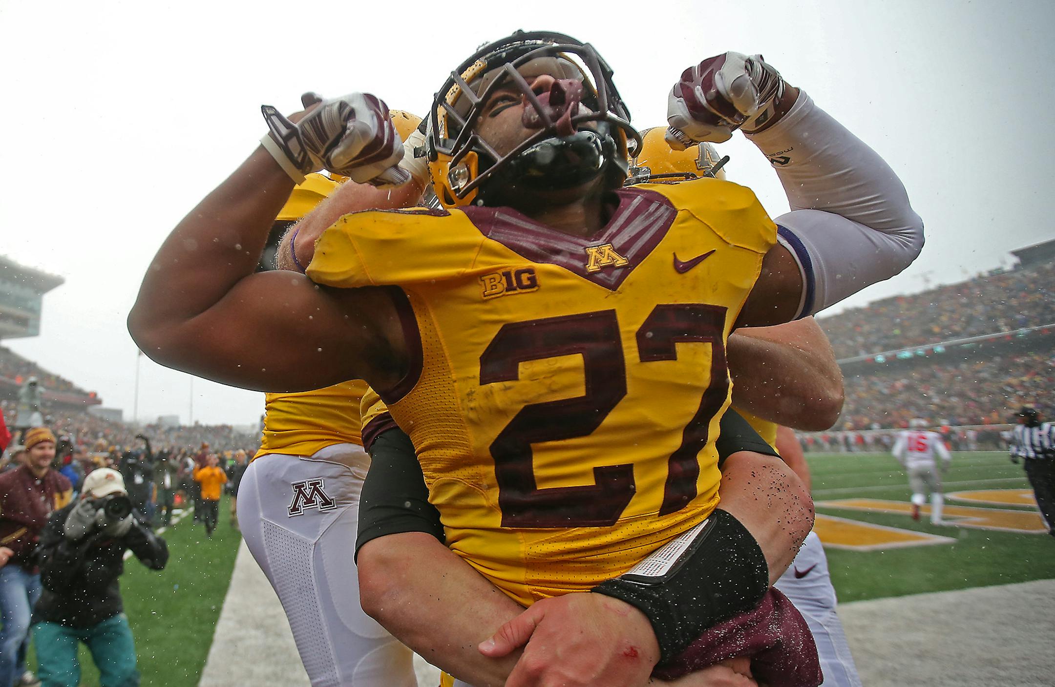 David Cobb was plenty pumped up, even before scoring his second touchdown in the second quarter against Ohio State.
