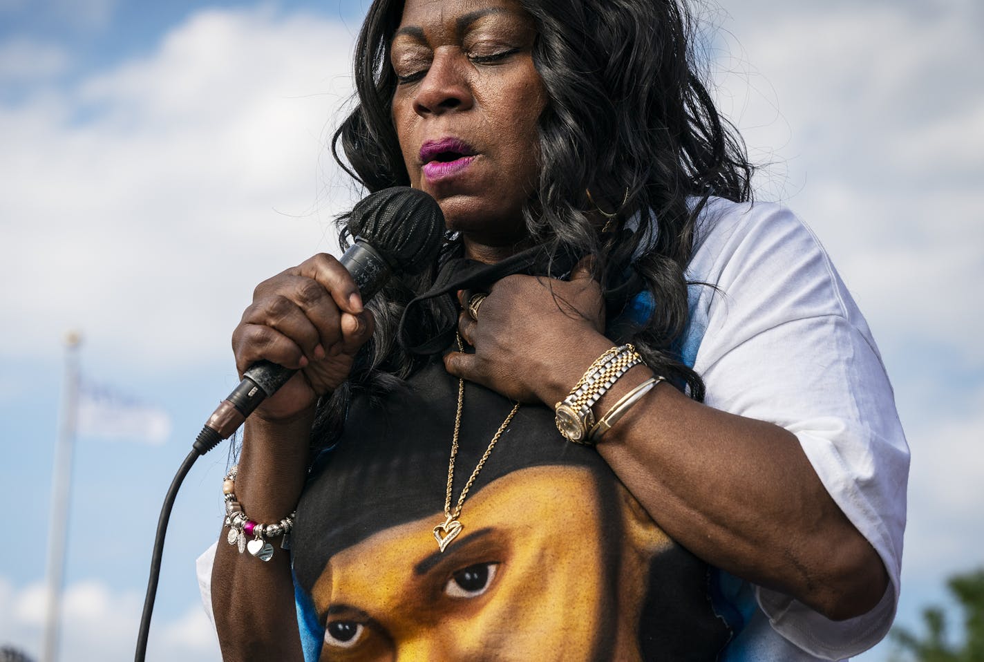 Valerie Castile, the mother of Philando Castile, spoke during a rally for her son outside St. Anthony Village City Hall on Monday, July 6.