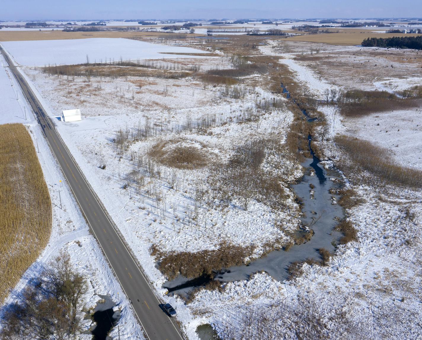 Limbo Creek is the last unditched creek in Renville County. The DNR says it should be on the public waters inventory and that it was left off in error and shouldn't be ditched as it runs directly into the Minnesota River and would only contribute to the river's problems with farm chemicals and erosion. Renville County says it's not a public water, that the local drainage authority has jurisdiction.