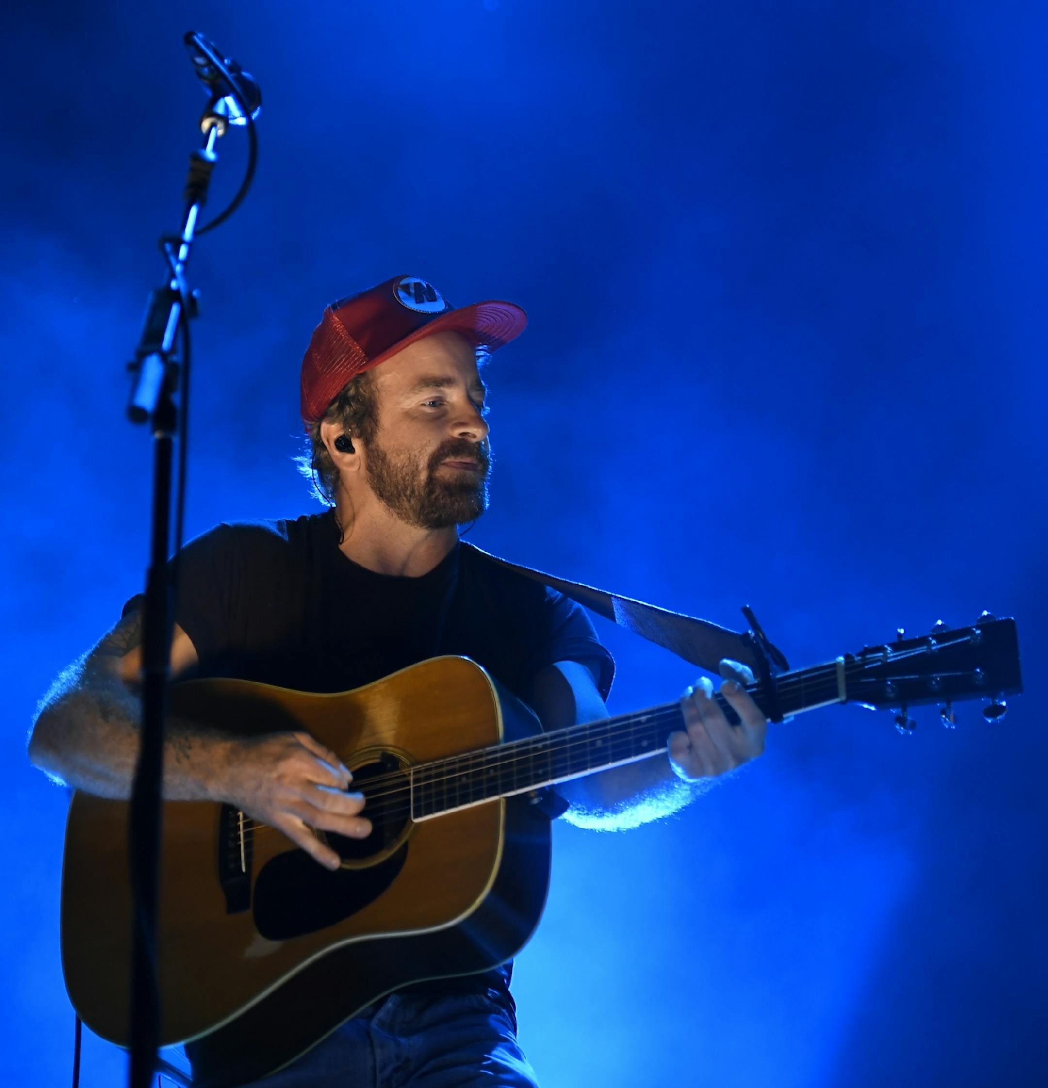 Dave Simonett, lead vocalist an guitarist, performed with Trampled by Turtles Saturday night at the Grandstand.