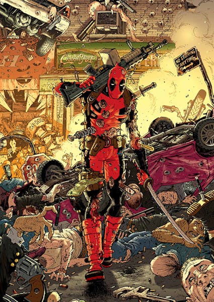 Deadpool stars in multiple Marvel Comics, where he is frequently shot, stabbed, beheaded and blown to smithereens...but he gets better. (Photo courtes