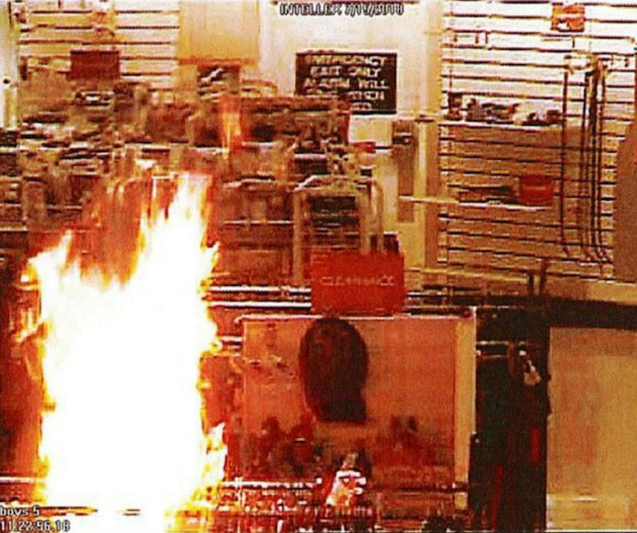 The blaze was started in this clothing rack.