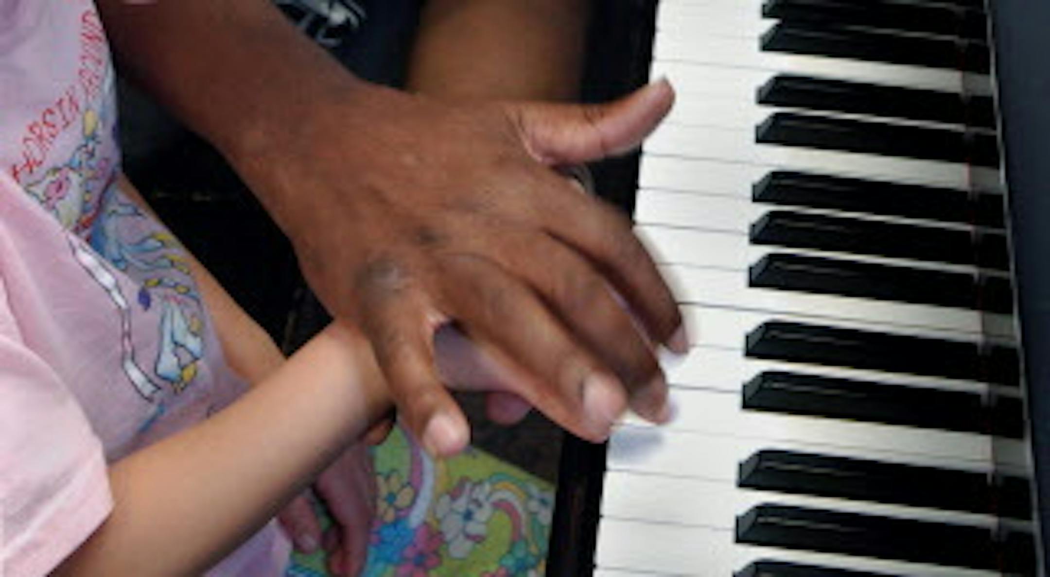 Joey McLeister/Star Tribune St. Paul, Mn.,Tues.,Aug. 24, 2004--(Left to right) Six-year-old Hannah Doyle of St. Paul takes a lesson from Grant West, founder and master instructor at Walker West Academy. West is a masterinstructor of piano, organ and chorale at the academy. Doyle has been taking lessons for about three months.
GENERAL INFORMATION: For story about hands being essential to work--Grant West, master instructor of piano, organ and chorale at Walker West Music Academy.