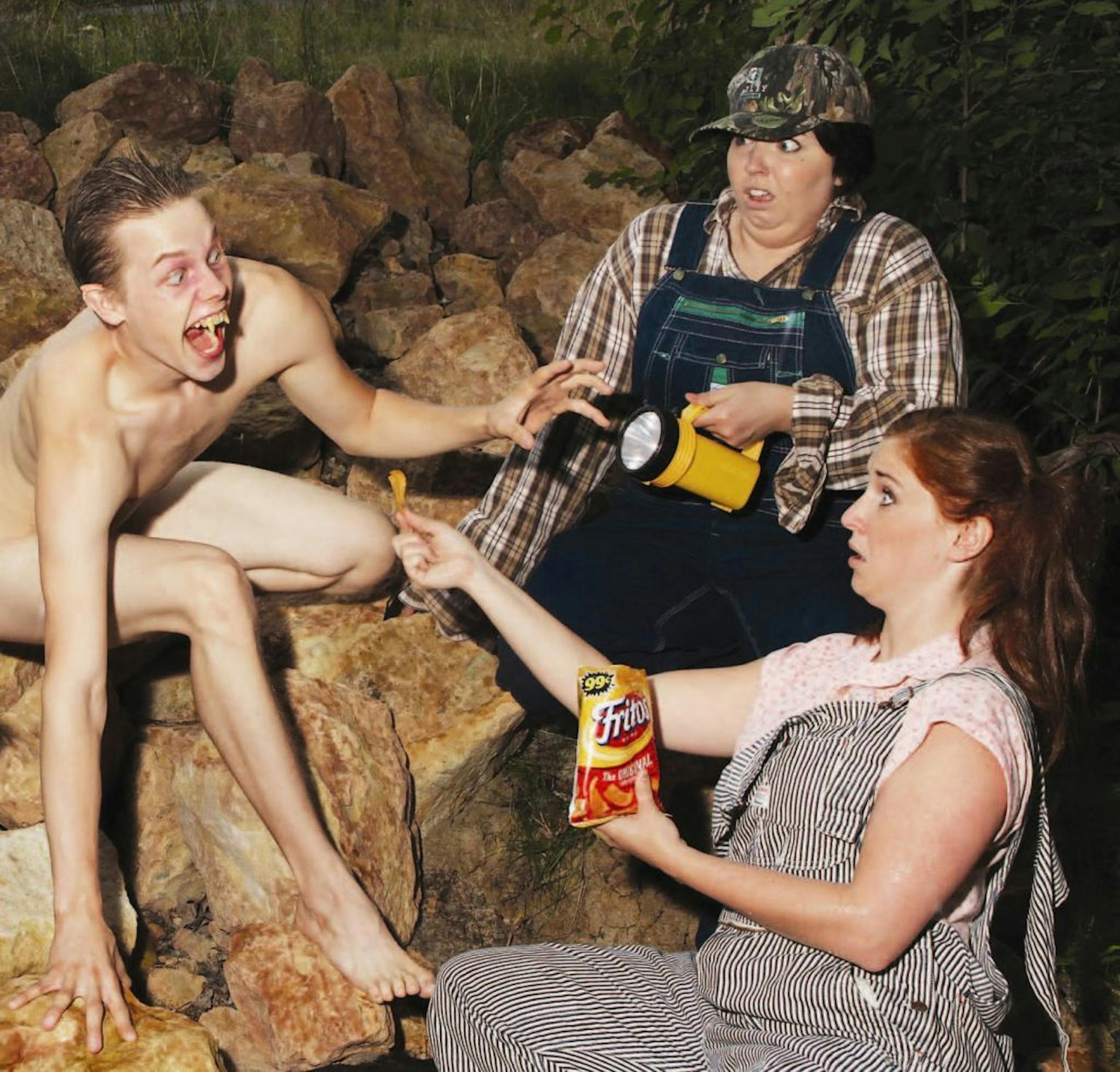 Tyler Michaels, Debra Berger and Kecia Rehkamp in "Bat Boy: The Musical."