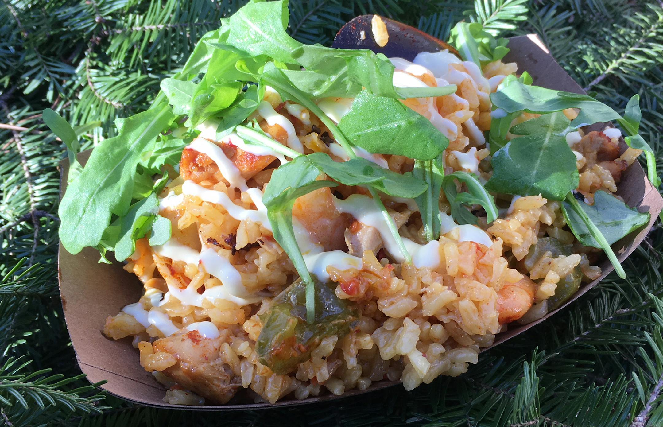 Cookies from Thirsty Whale, left, and Twin Cities Paella at Holidazzle in Loring Park.