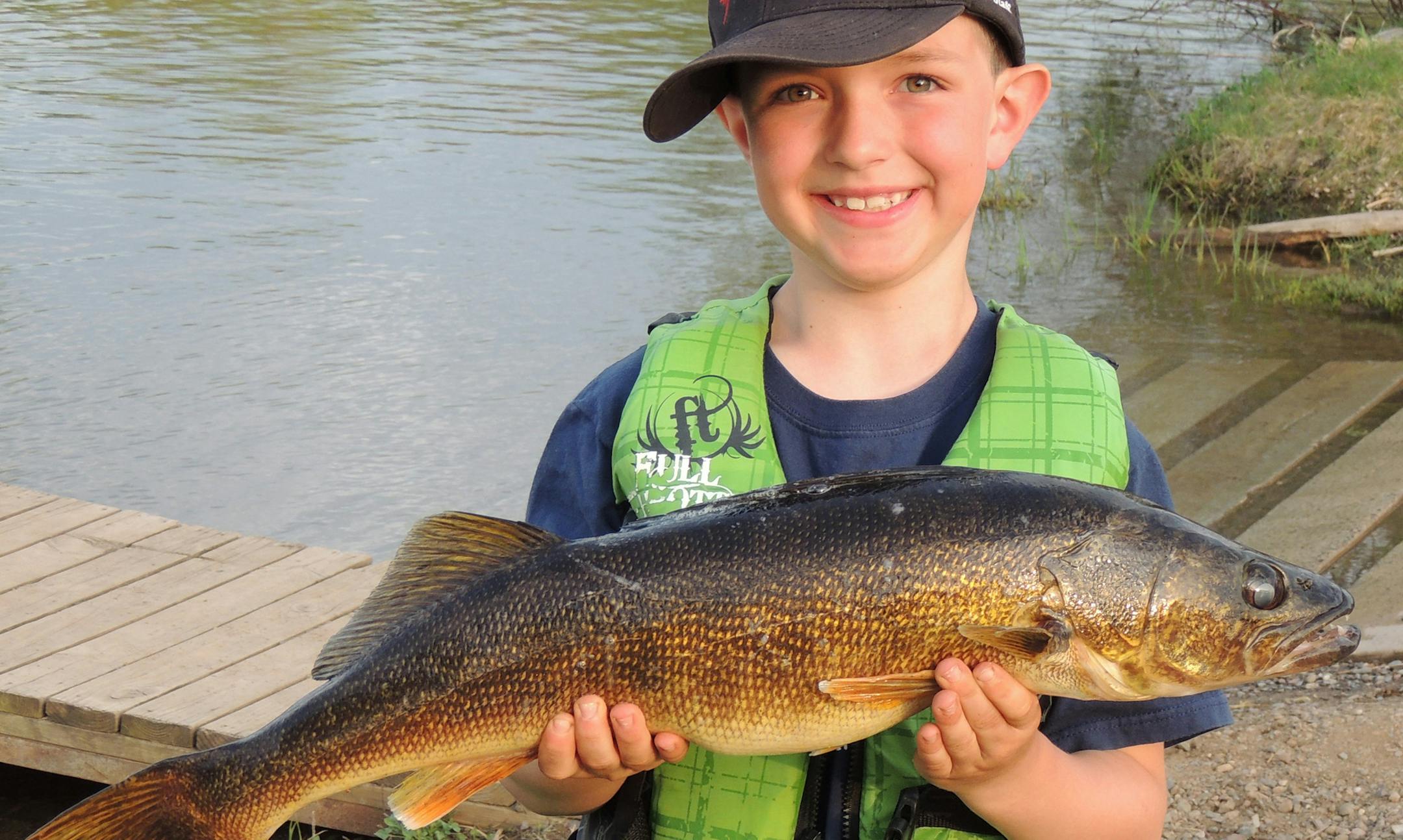 DANDY WALLEYE Joe Gleason, 8, of Monticello, caught this 28 1/2-inch walleye on Rabbit Lake in Cuyuna, using a fathead with a slip bobber. After it hit, it ran twice before Joe was able to get it close enough to net. The fish was released, but a replica is being made.