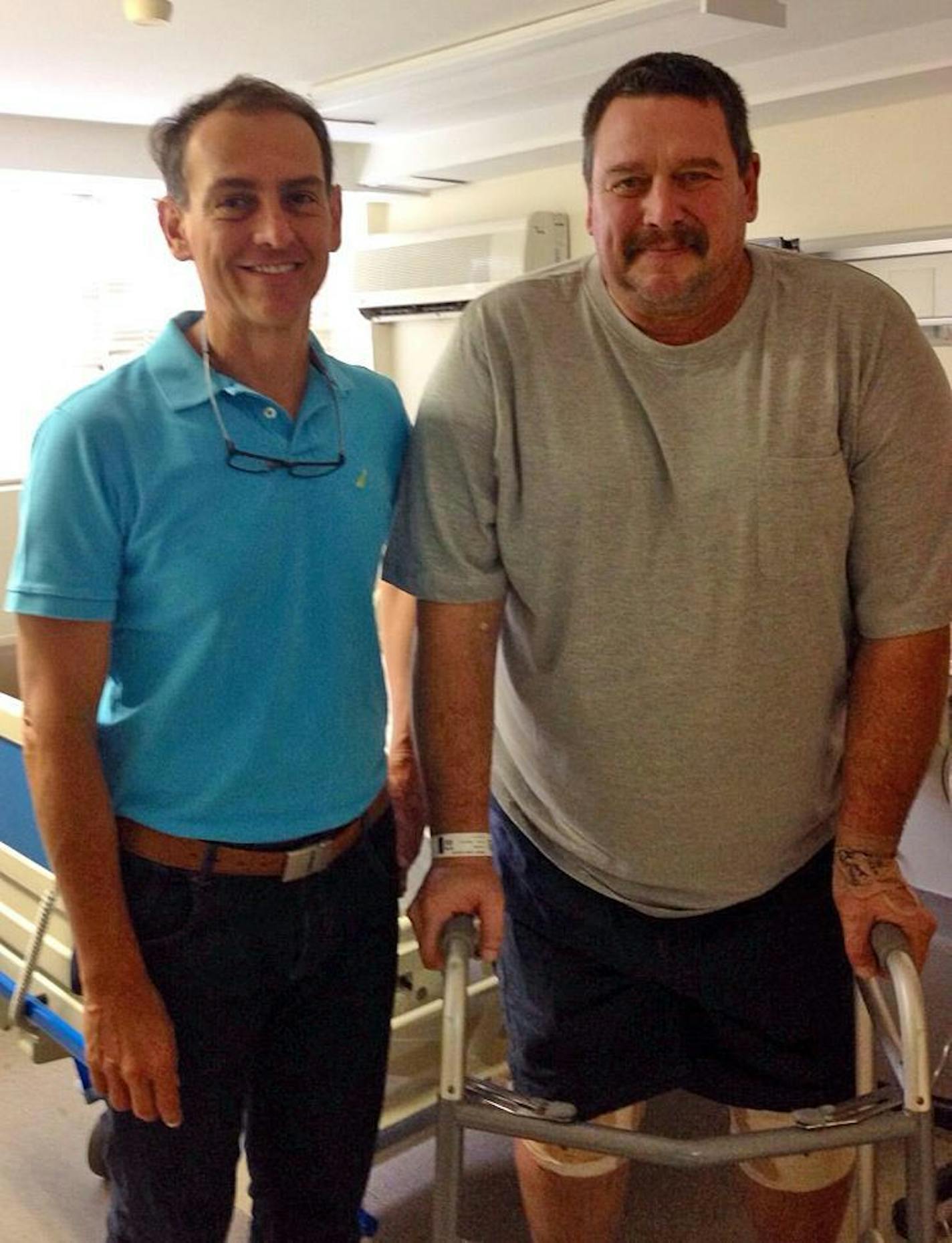 Ed Janssen, right, saved thousands of dollars by traveling to Cali, Colombia, this January to have a double knee replacement by Dr. Mauricio Gutierrez, an orthopedic surgeon.