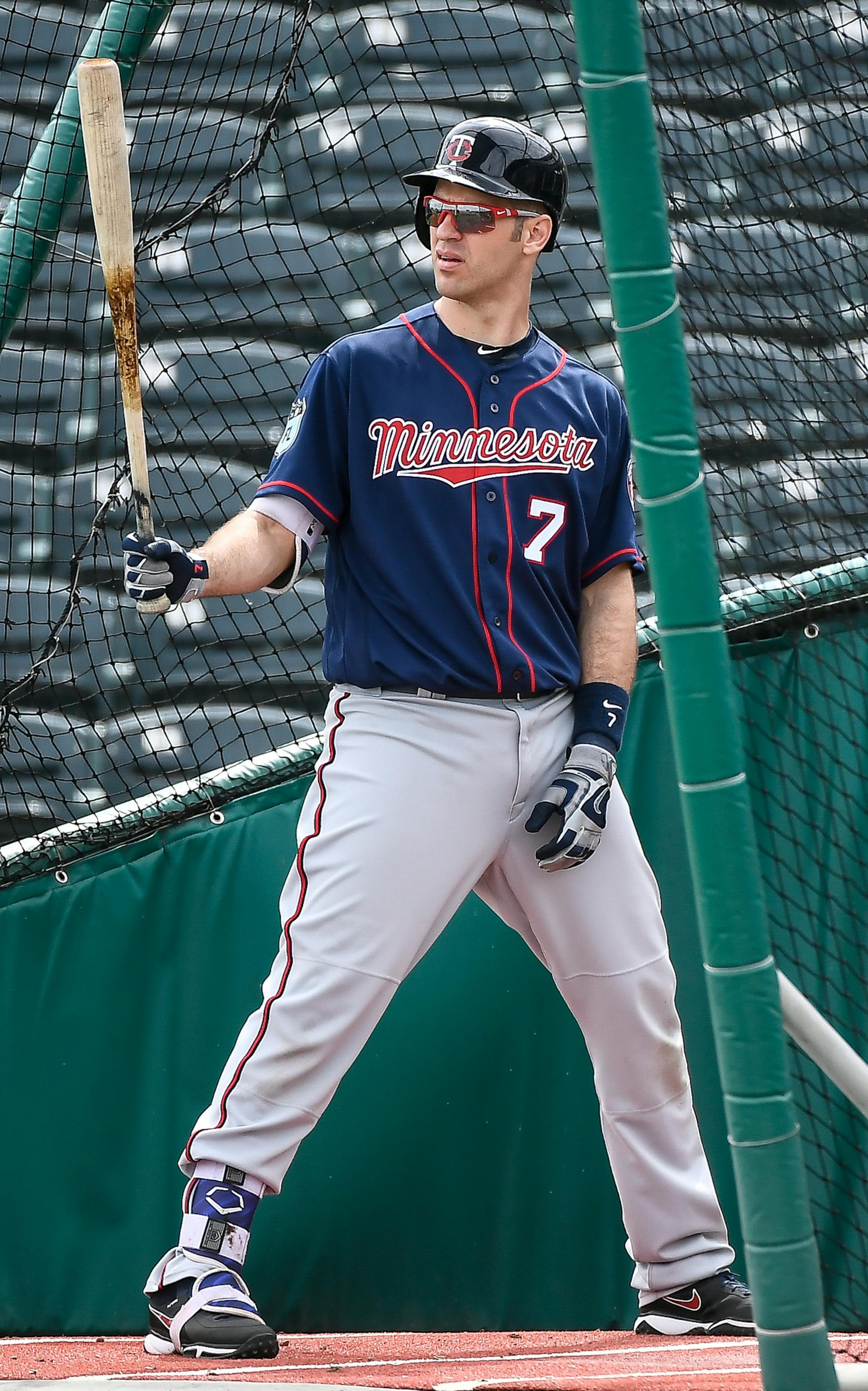Minnesota Twins first baseman Joe Mauer (7) during batting practice Tuesday. ] AARON LAVINSKY &#xef; aaron.lavinsky@startribune.com Minnesota Twins players took part in Spring Training on Monday, Feb. 20, 2017 at CenturyLink Sports Complex in Fort Myers, Fla.