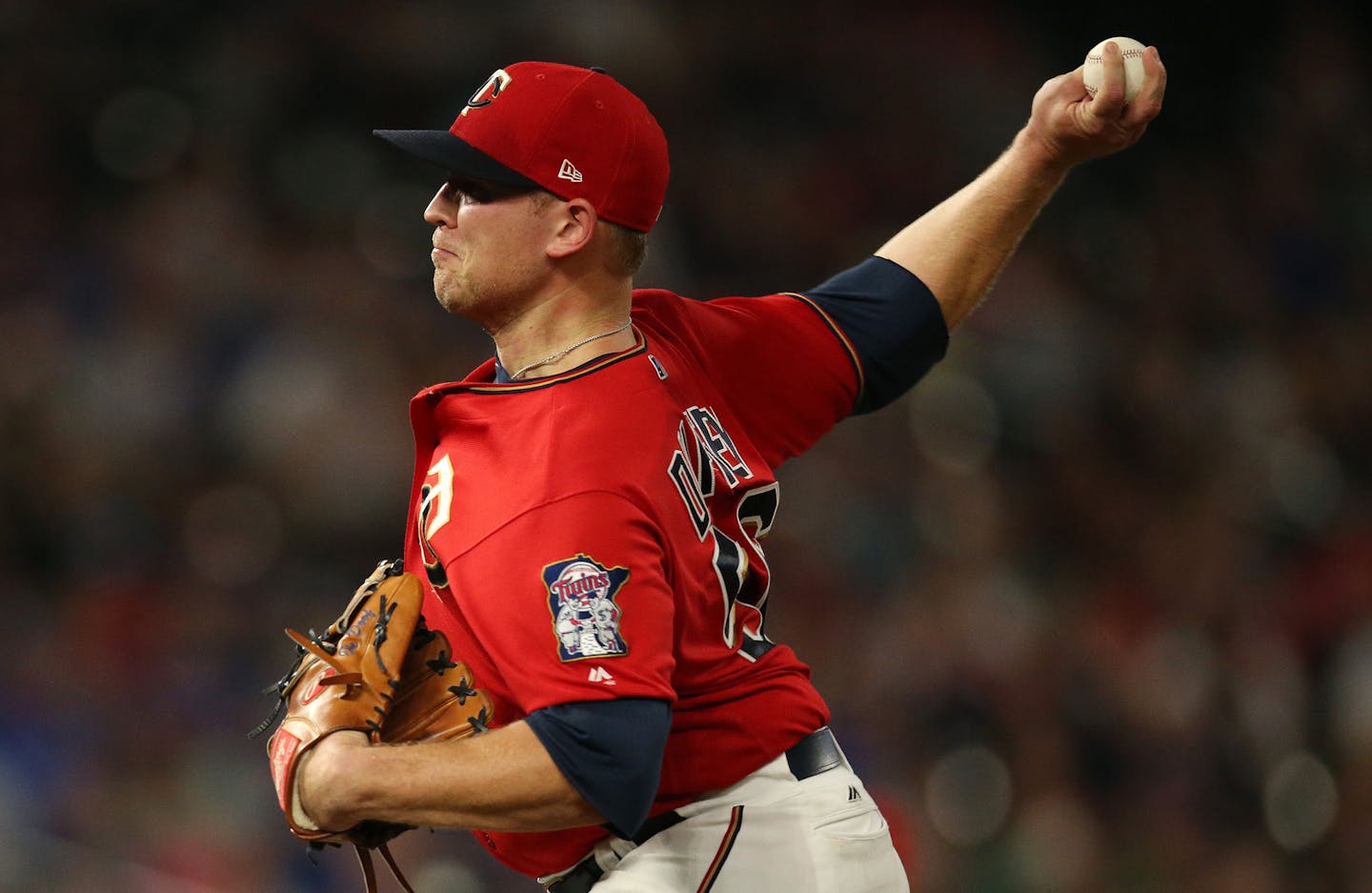 Minnesota Twins relief pitcher Tyler Duffey (56) delivered a pitch in the ninth inning. ] ANTHONY SOUFFLE &#xef; anthony.souffle@startribune.com Game action from an MLB game between the Minnesota Twins and the Toronto Blue Jays Friday, Sept. 15, 2017 at Target Field in Minneapolis. ORG XMIT: MIN1709152227470013